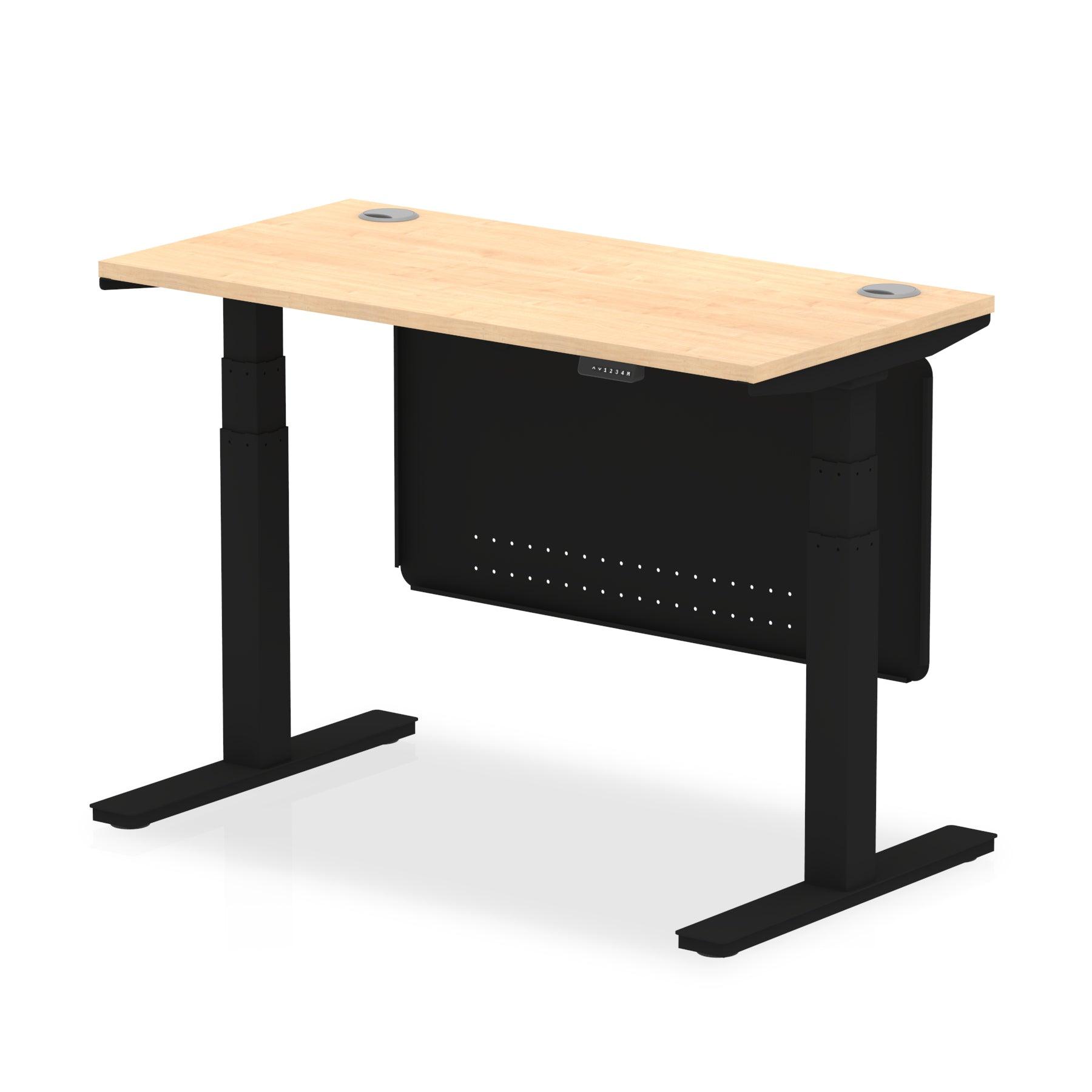 Air Height Adjustable Slimline Desk with Cable Ports with Steel Modesty Panel