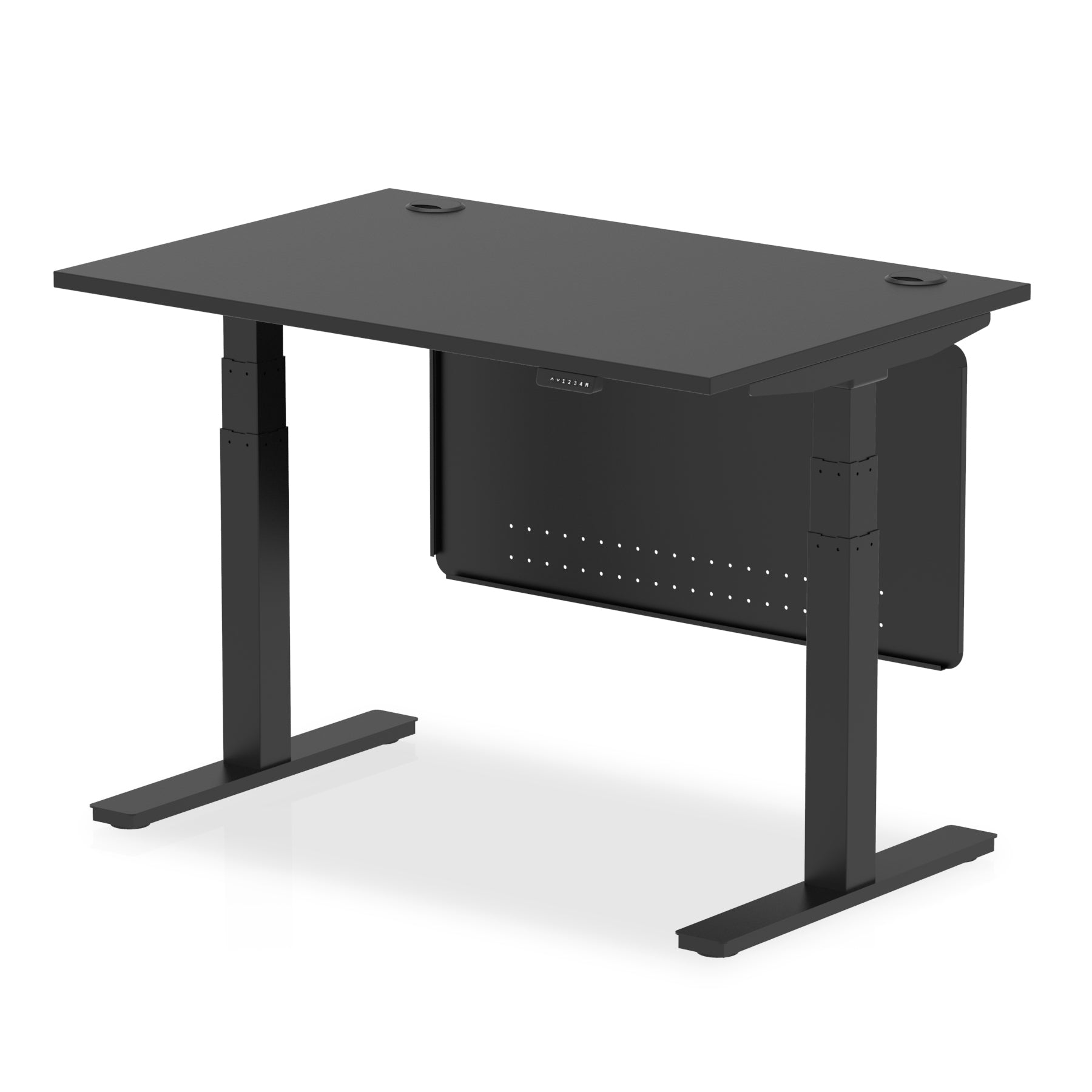 Air Height Adjustable Black Series Desk with Cable Ports with Steel Modesty Panel