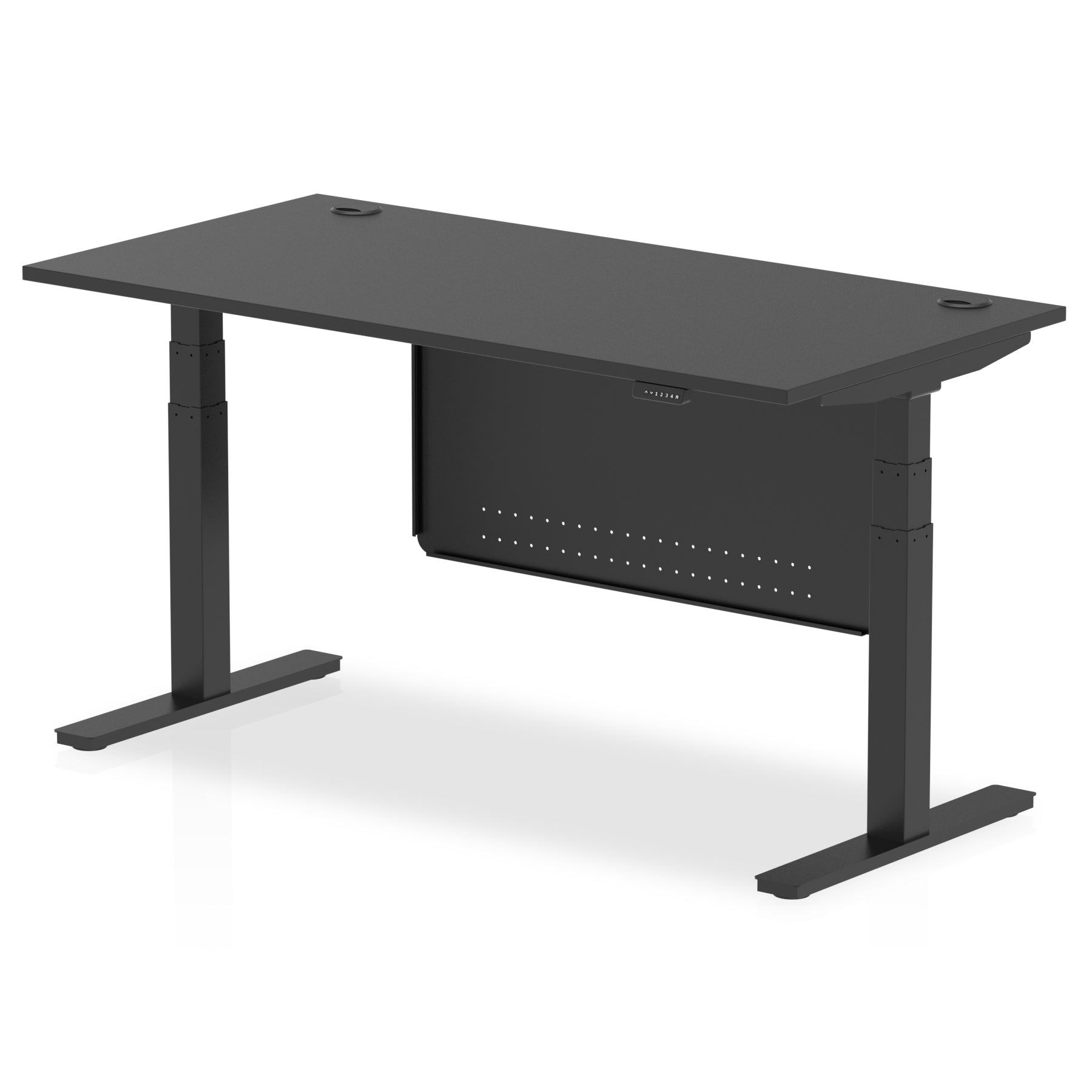 Air Height Adjustable Black Series Desk with Cable Ports with Steel Modesty Panel