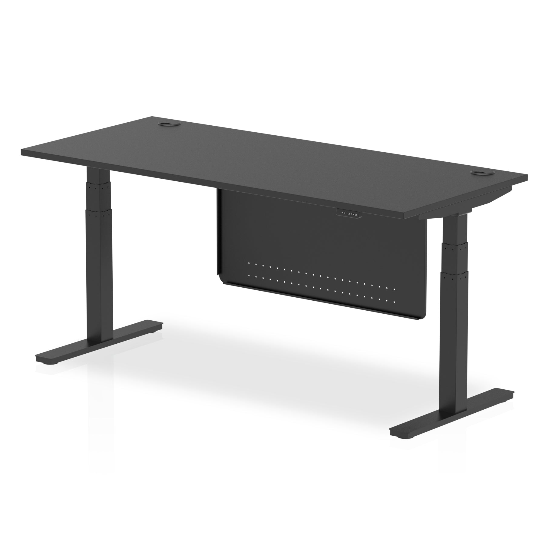 Air Height Adjustable Black Series Desk with Cable Ports with Steel Modesty Panel