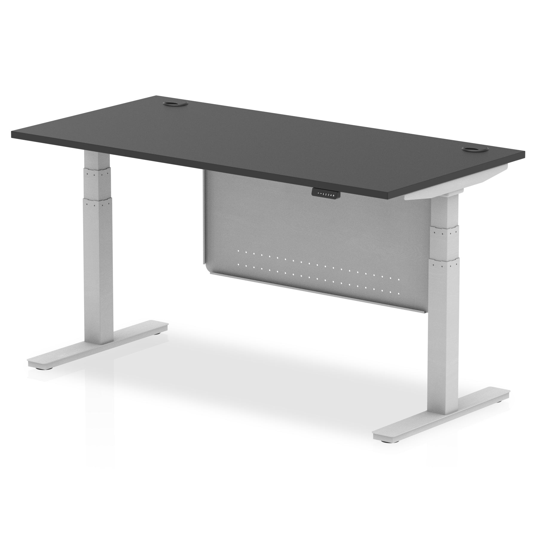 Air Height Adjustable Black Series Desk with Cable Ports with Steel Modesty Panel