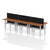 Air Back-to-Back Slimline Height Adjustable Bench Desk - 6 Person with Black Straight Screen