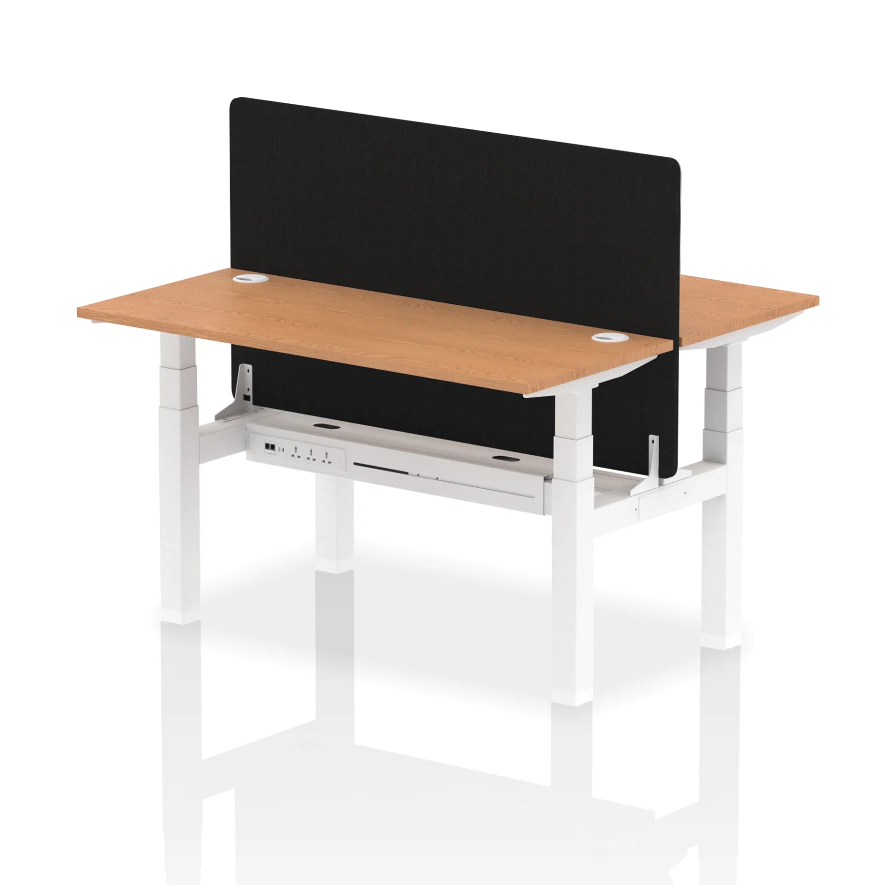 Air Back-to-Back Slimline Height Adjustable Bench Desk - 2 Person with Black Straight Screen