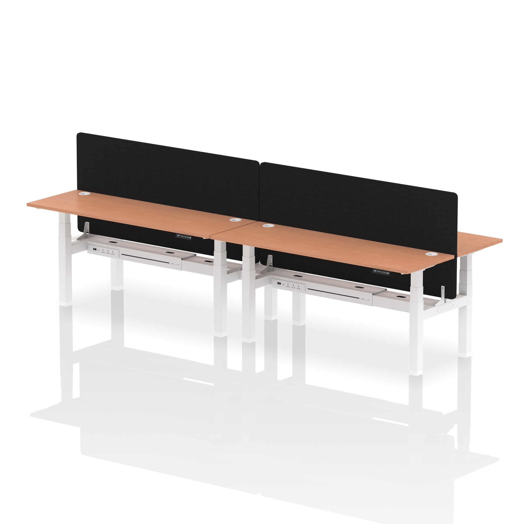 Air Back-to-Back 1800mm Slimline Height Adjustable Bench Desk - 4 Person with Black Straight Screen