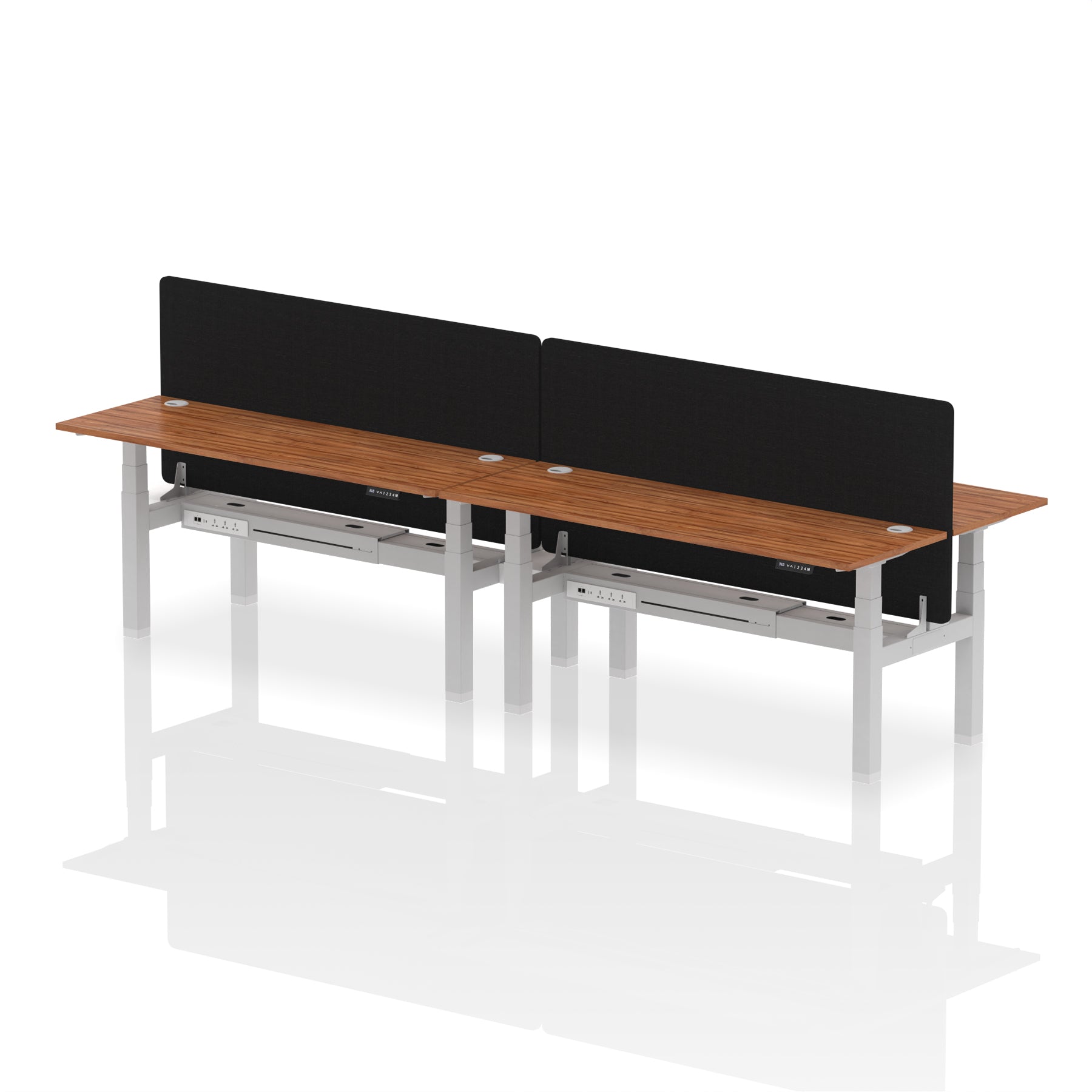 Air Back-to-Back 1800mm Slimline Height Adjustable Bench Desk - 4 Person with Black Straight Screen