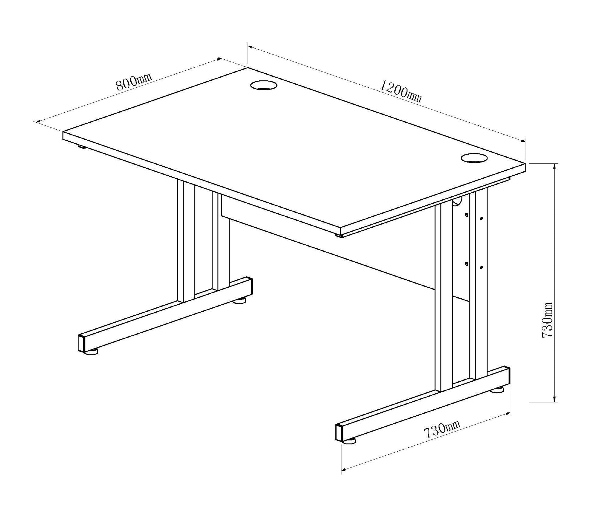 Impulse 1200mm Straight Desk Cantilever Leg