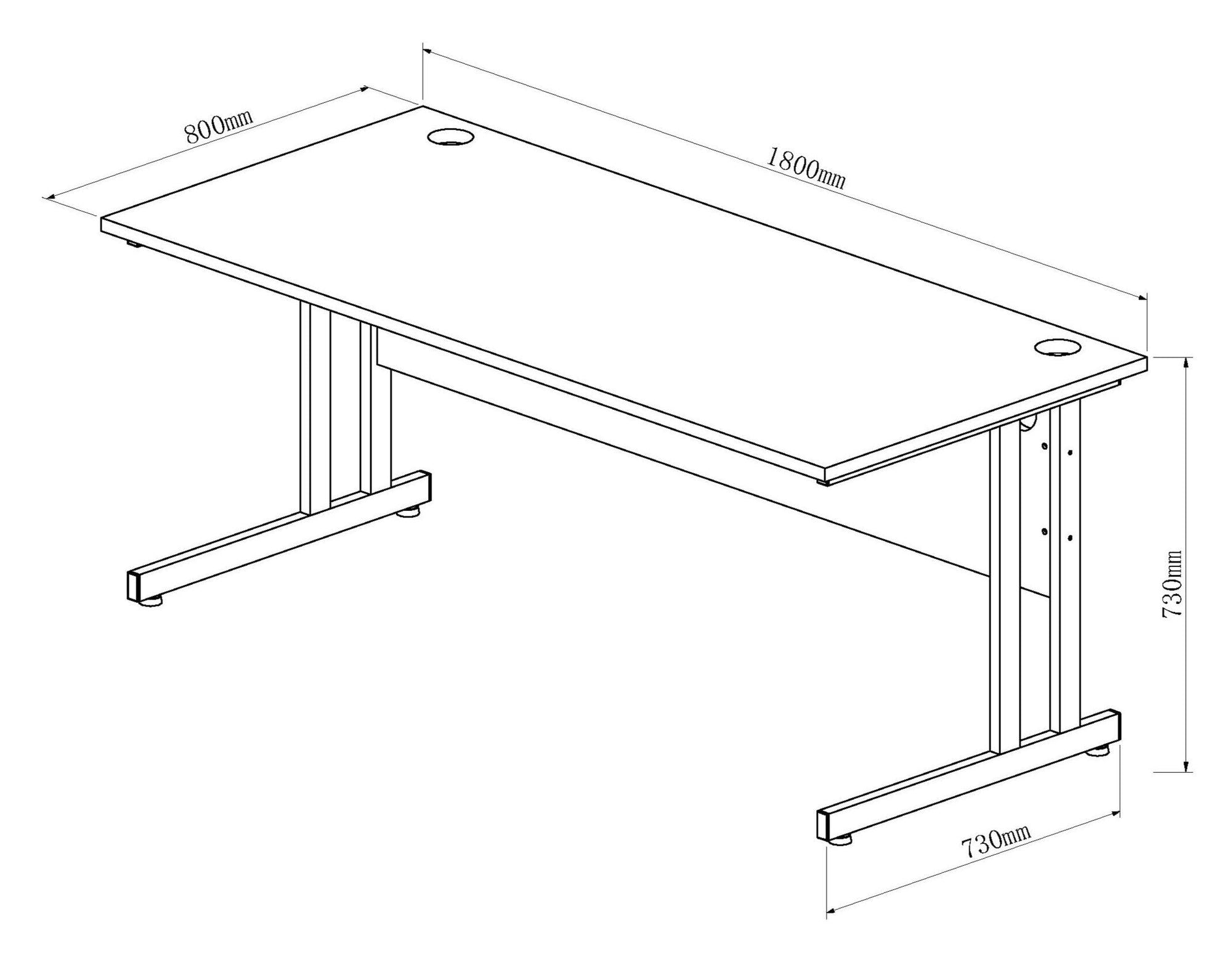 Impulse 1800mm Straight Desk Cantilever Leg