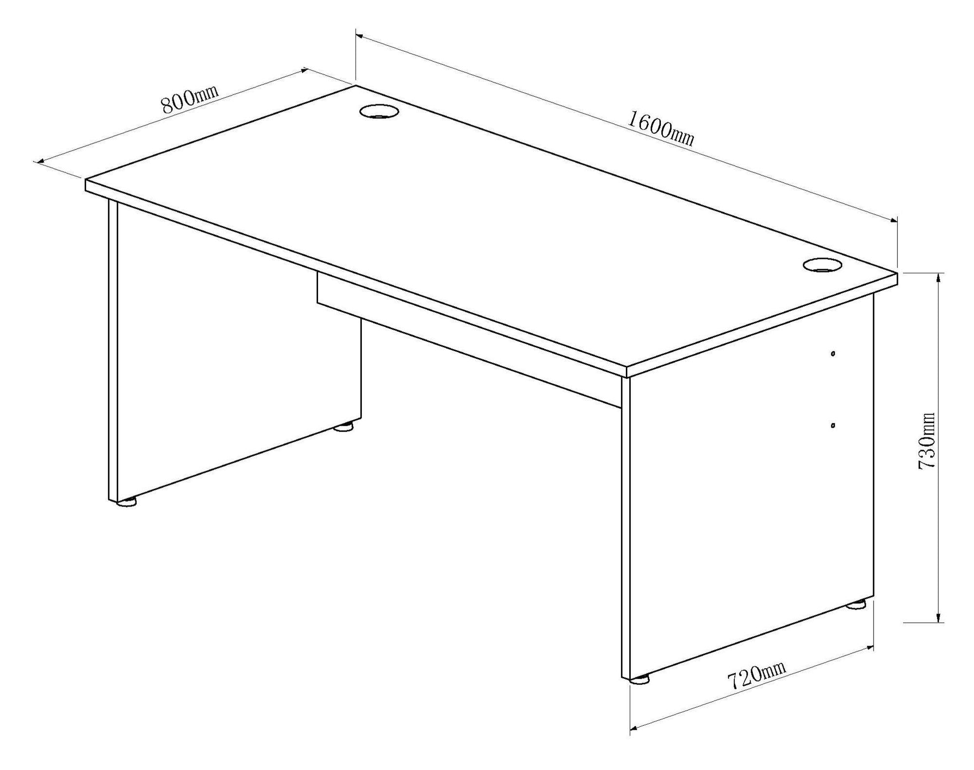 Impulse 1600mm Straight Desk Panel End Leg