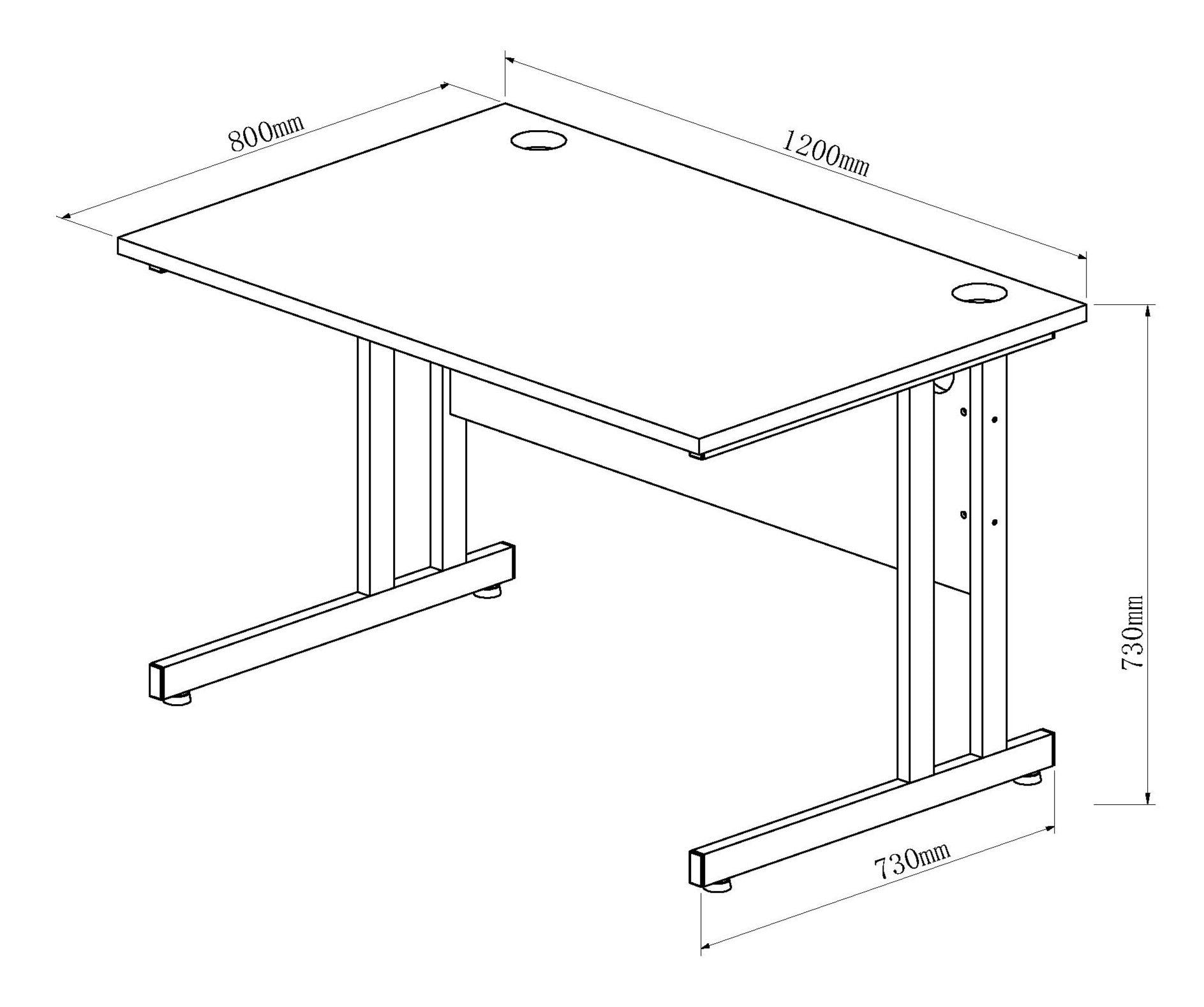 Impulse 1200mm Straight Desk Cable Managed Leg