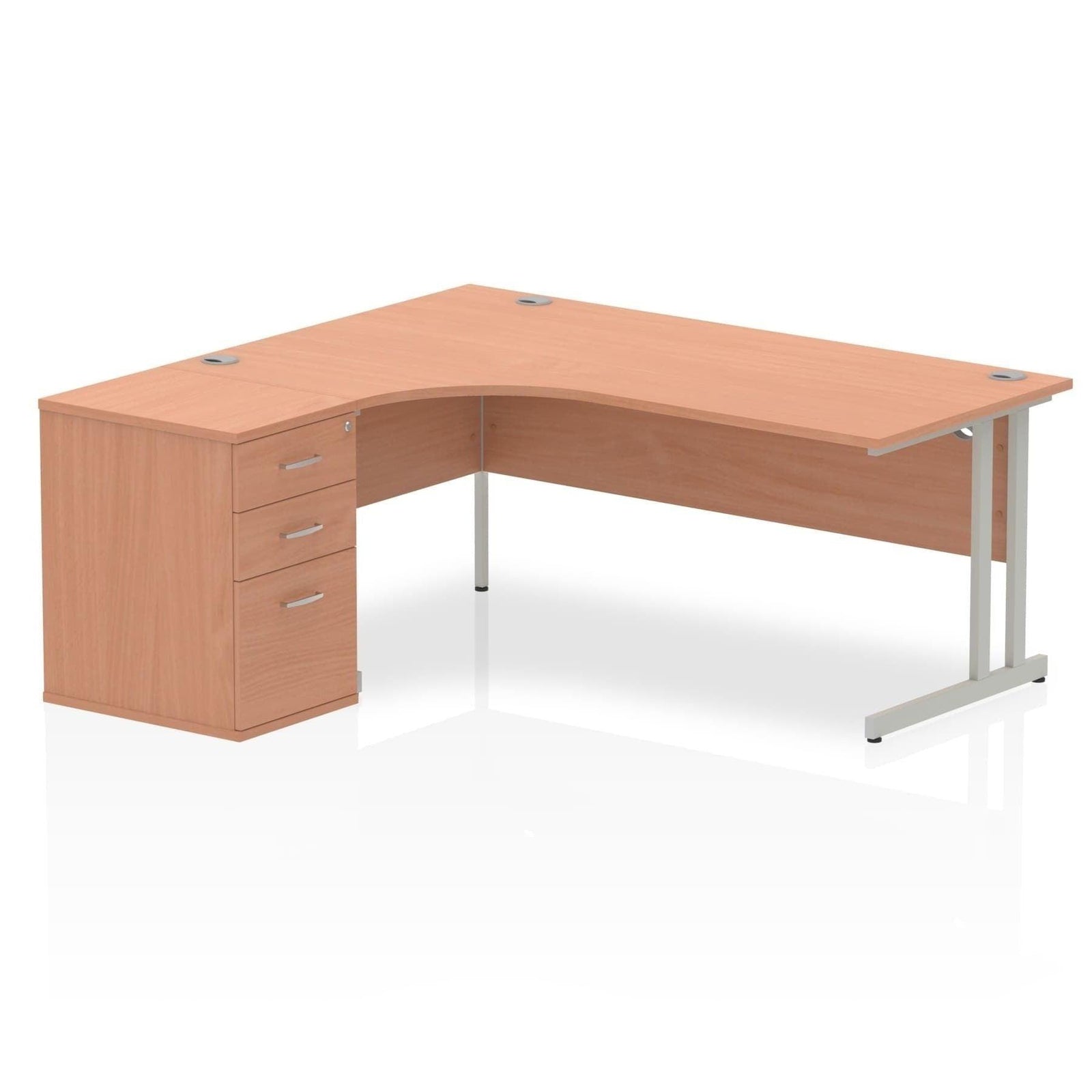 Impulse 1800mm Cantilever Left Crescent Desk With Pedestal