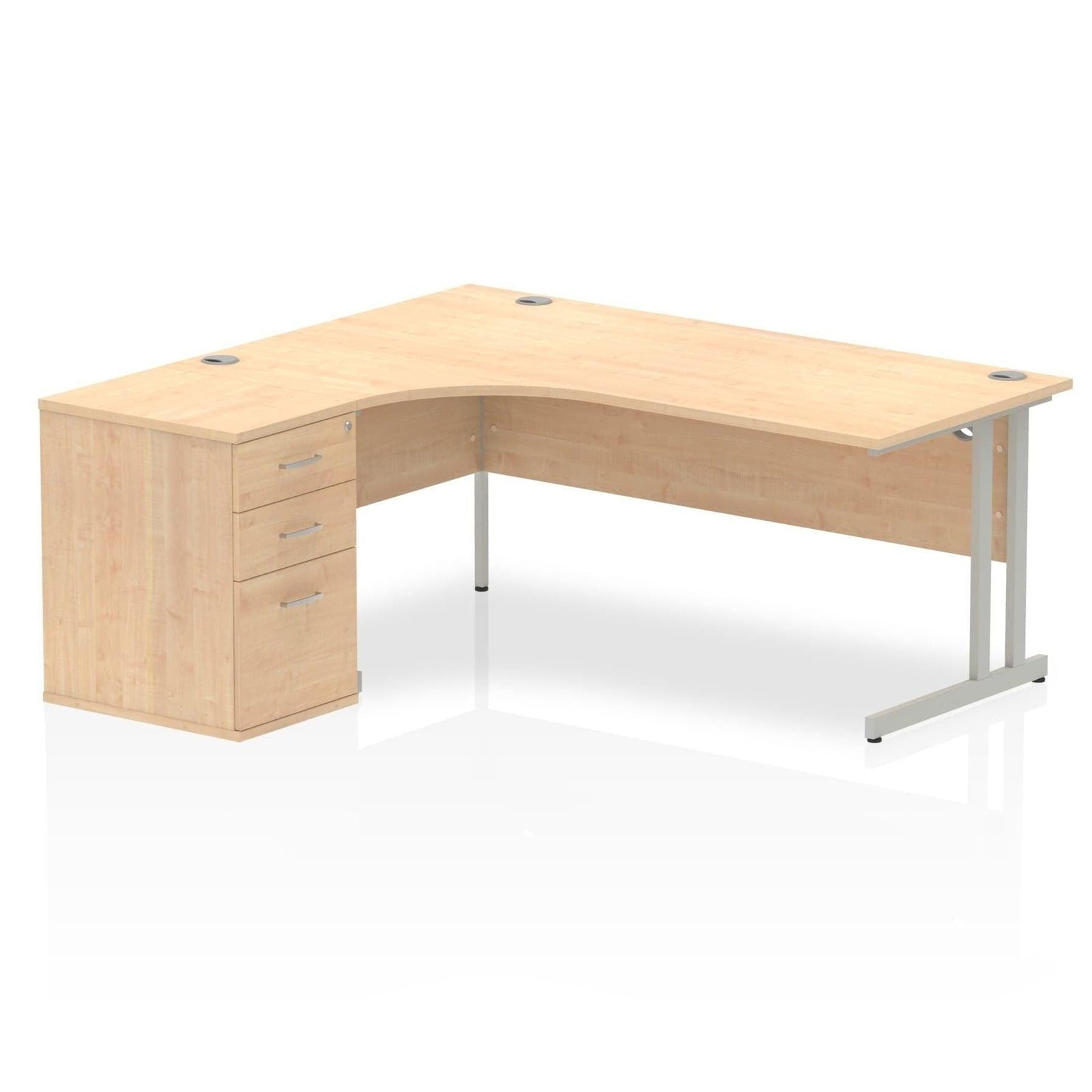 Impulse 1800mm Cantilever Left Crescent Desk With Pedestal
