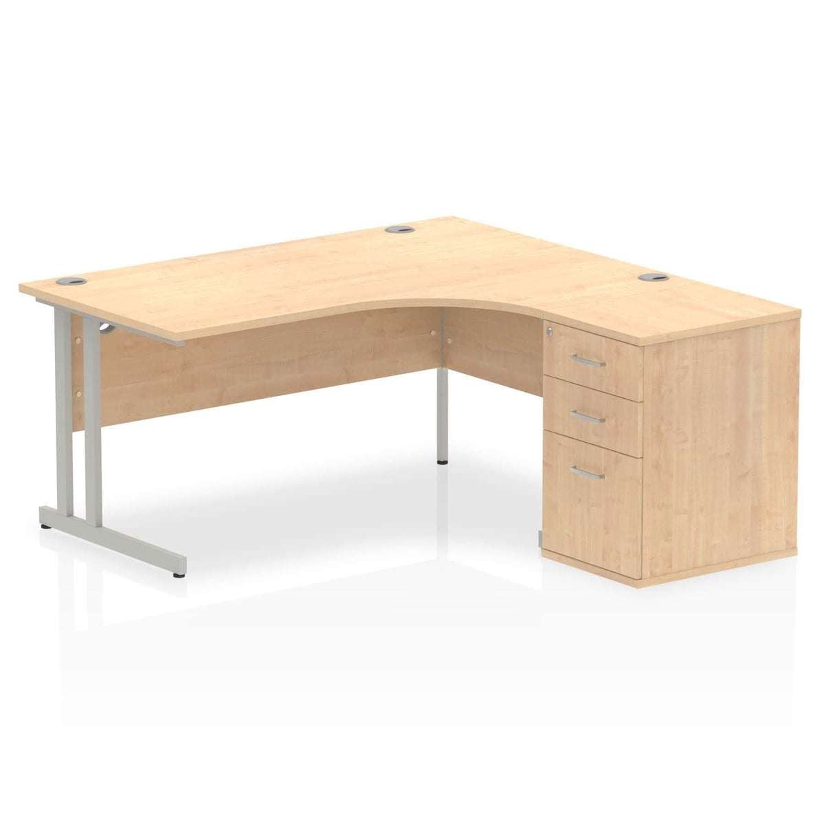 Impulse 1600mm Cantilever Right Crescent Desk With Pedestal