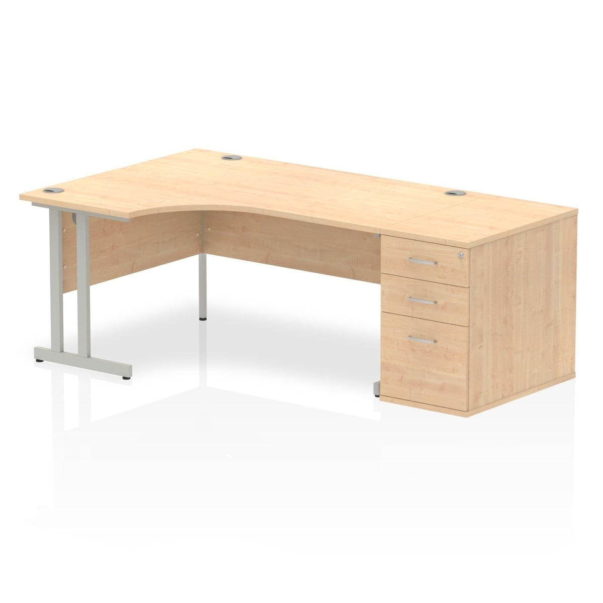 Impulse 1600mm Cantilever Left Crescent Desk With Pedestal