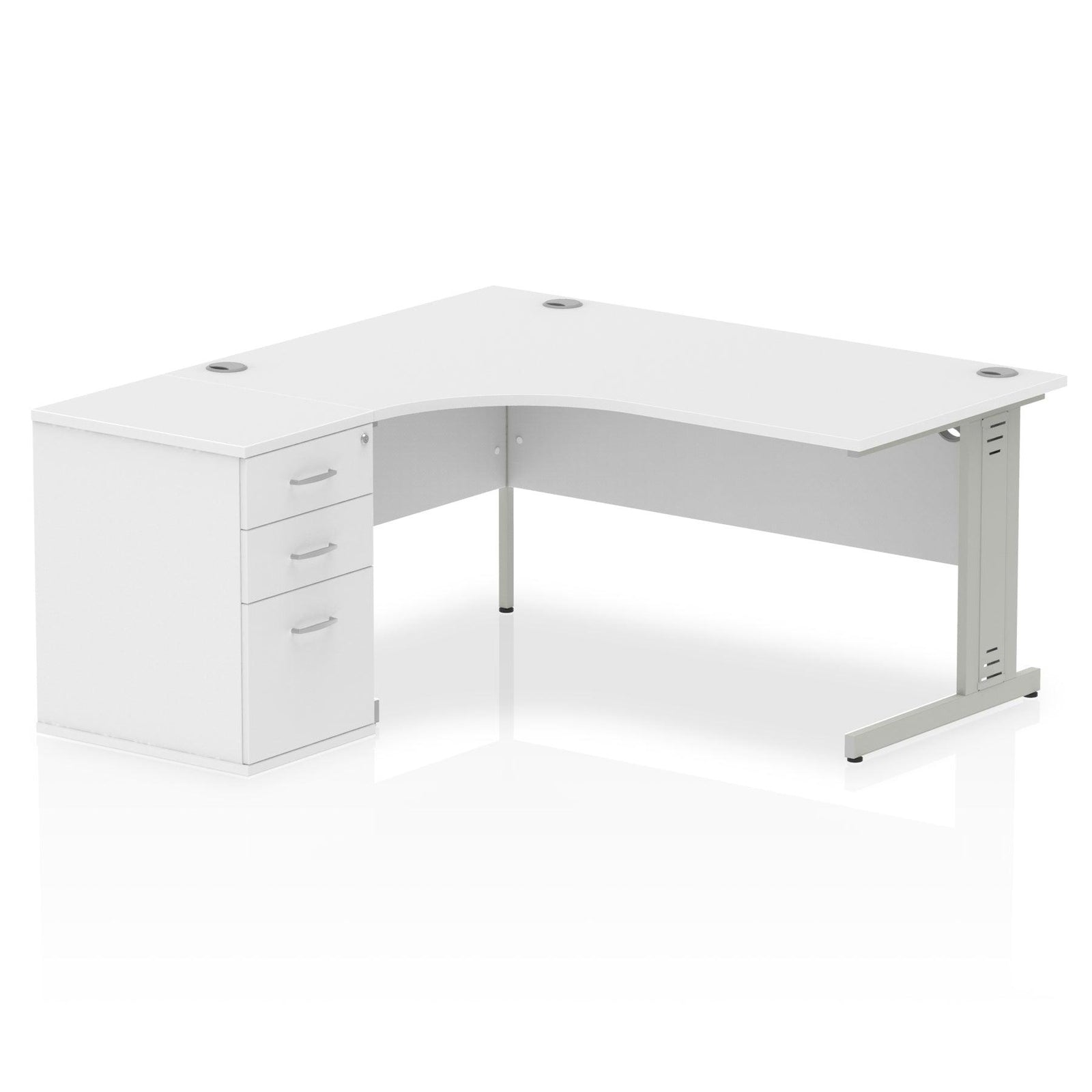 Impulse 1600mm Cable Managed Left Crescent Desk With Pedestal