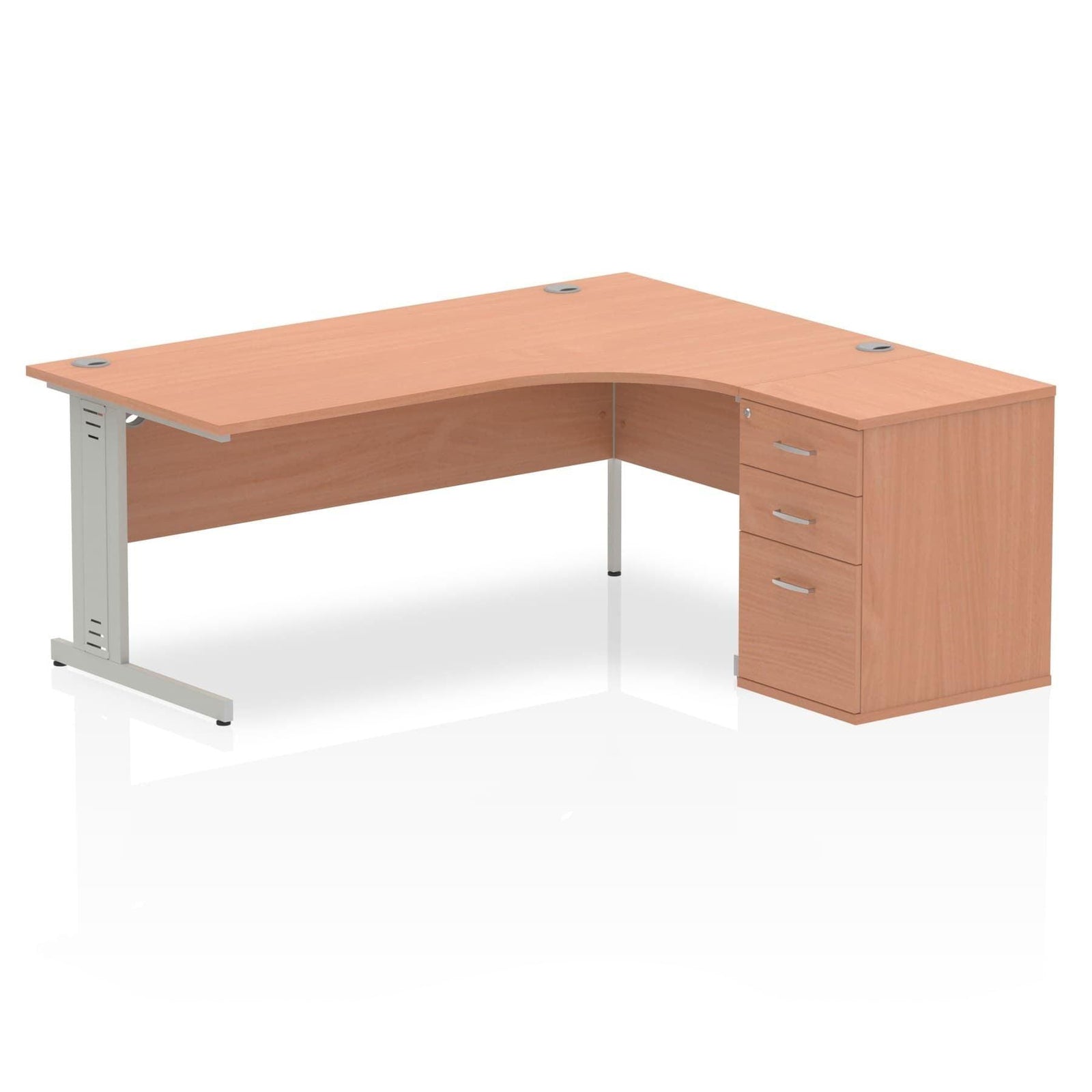 Impulse 1800mm Cable Managed Right Crescent Desk With Pedestal