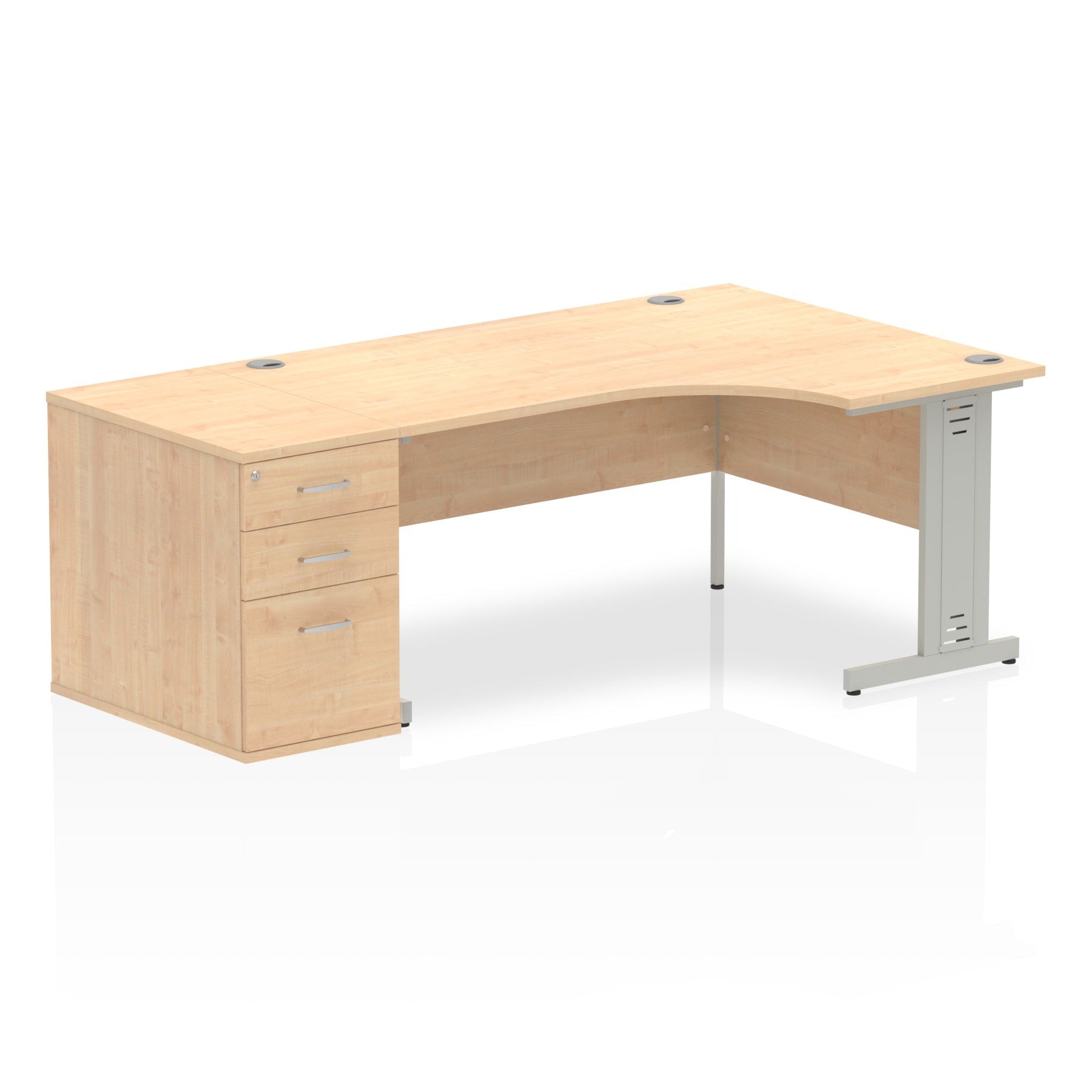 Impulse 1600mm Cable Managed Left Crescent Desk Workstation