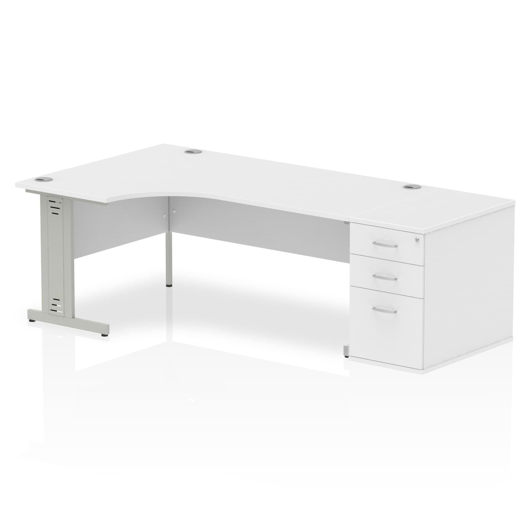 Impulse 1800mm Cable Managed Right Crescent Desk With Pedestal