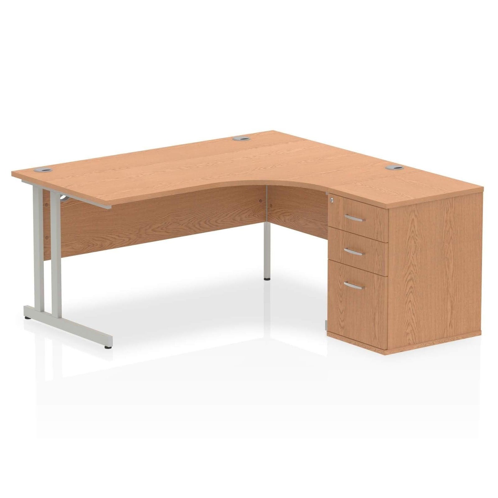 Impulse 1600mm Cantilever Left Crescent Desk With Pedestal