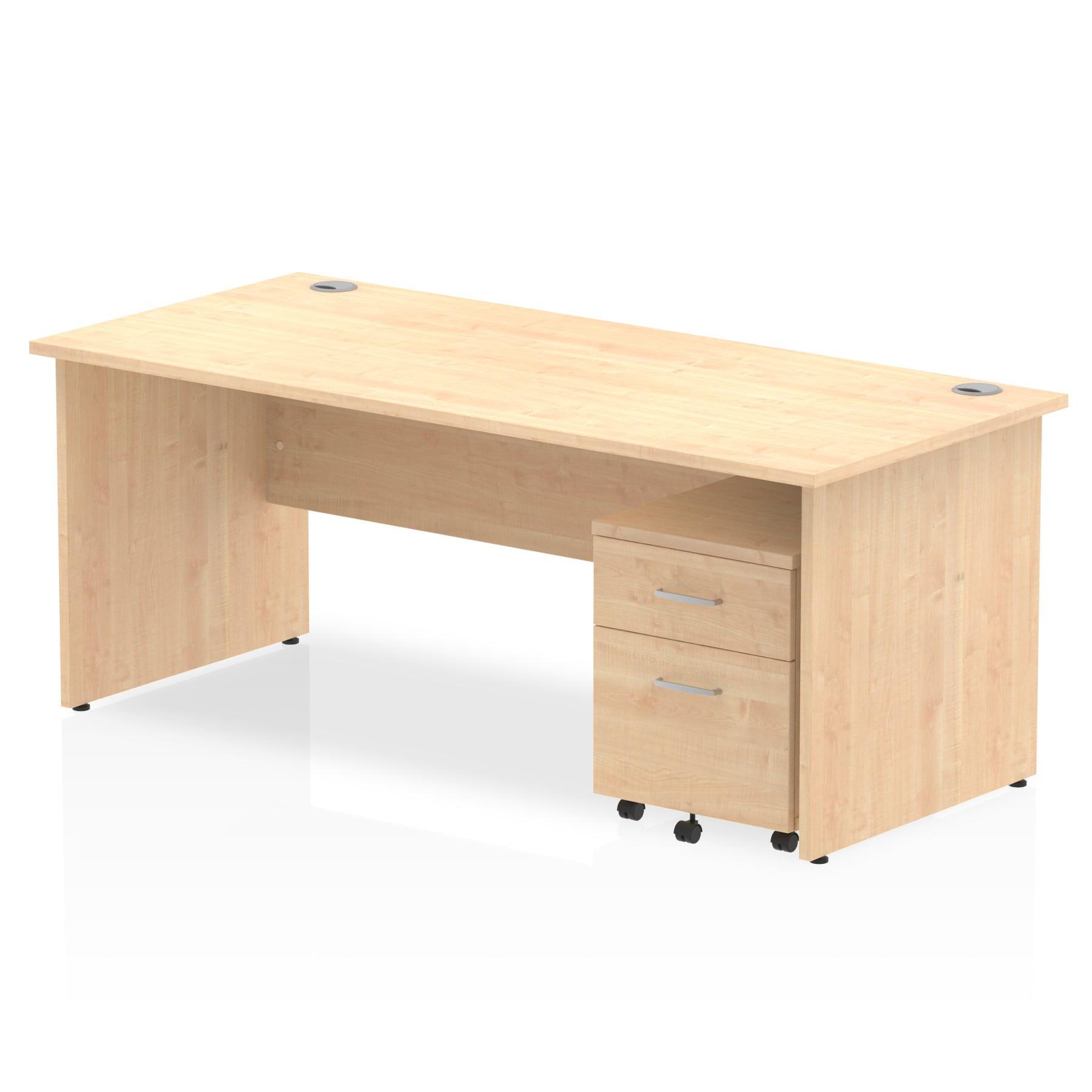 Impulse Panel End Straight Desk With Mobile Pedestal