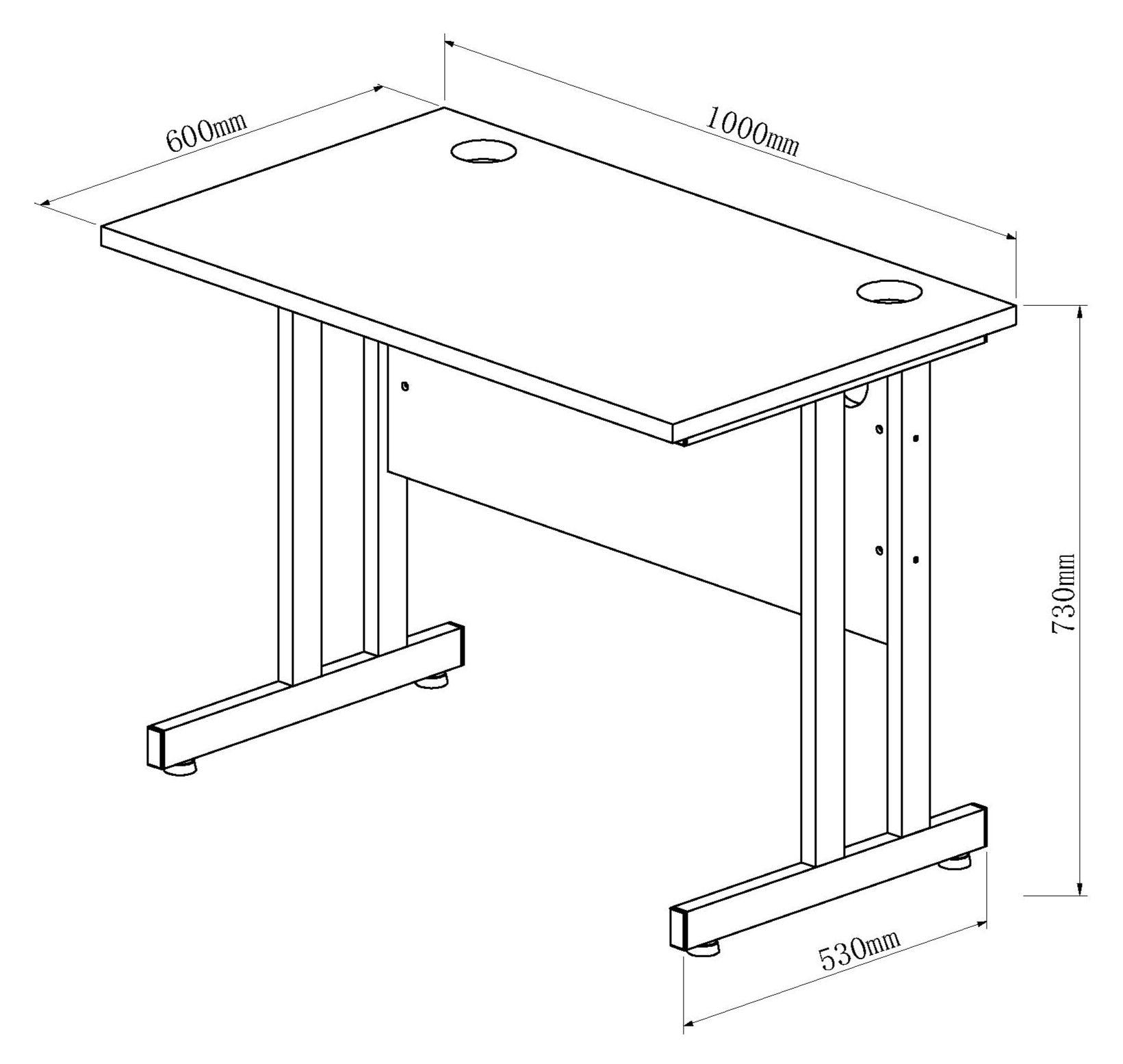 Impulse 1000mm Slimline Desk Cantilever Leg