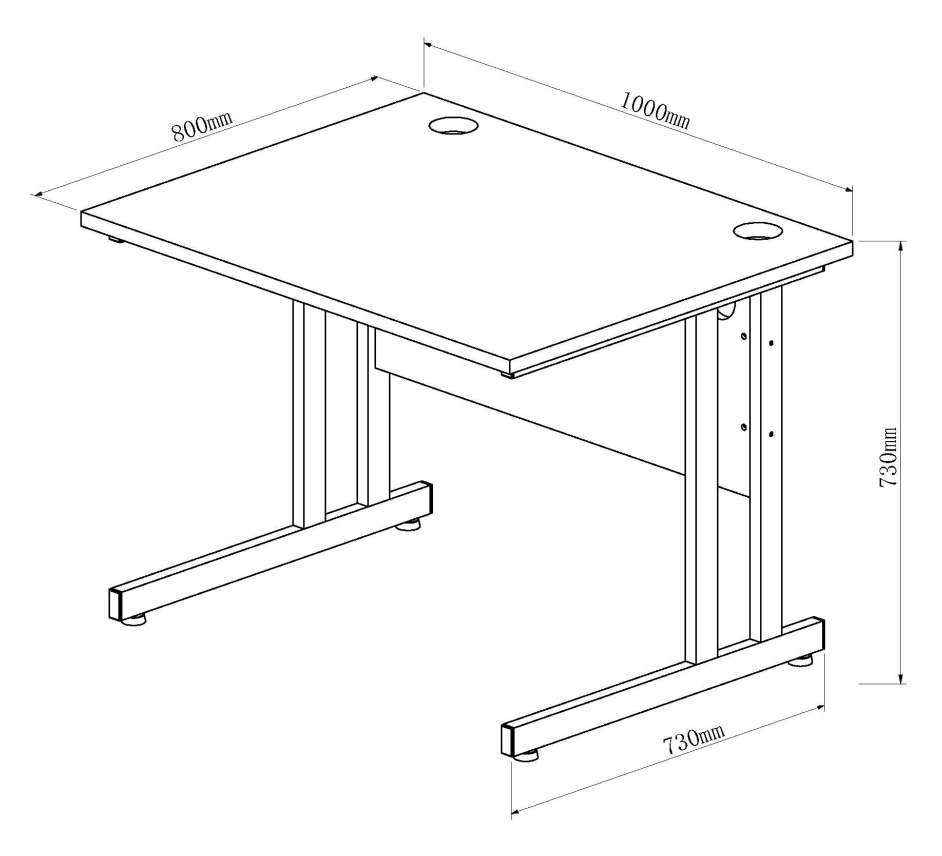 Impulse 1000mm Straight Desk Cantilever Leg