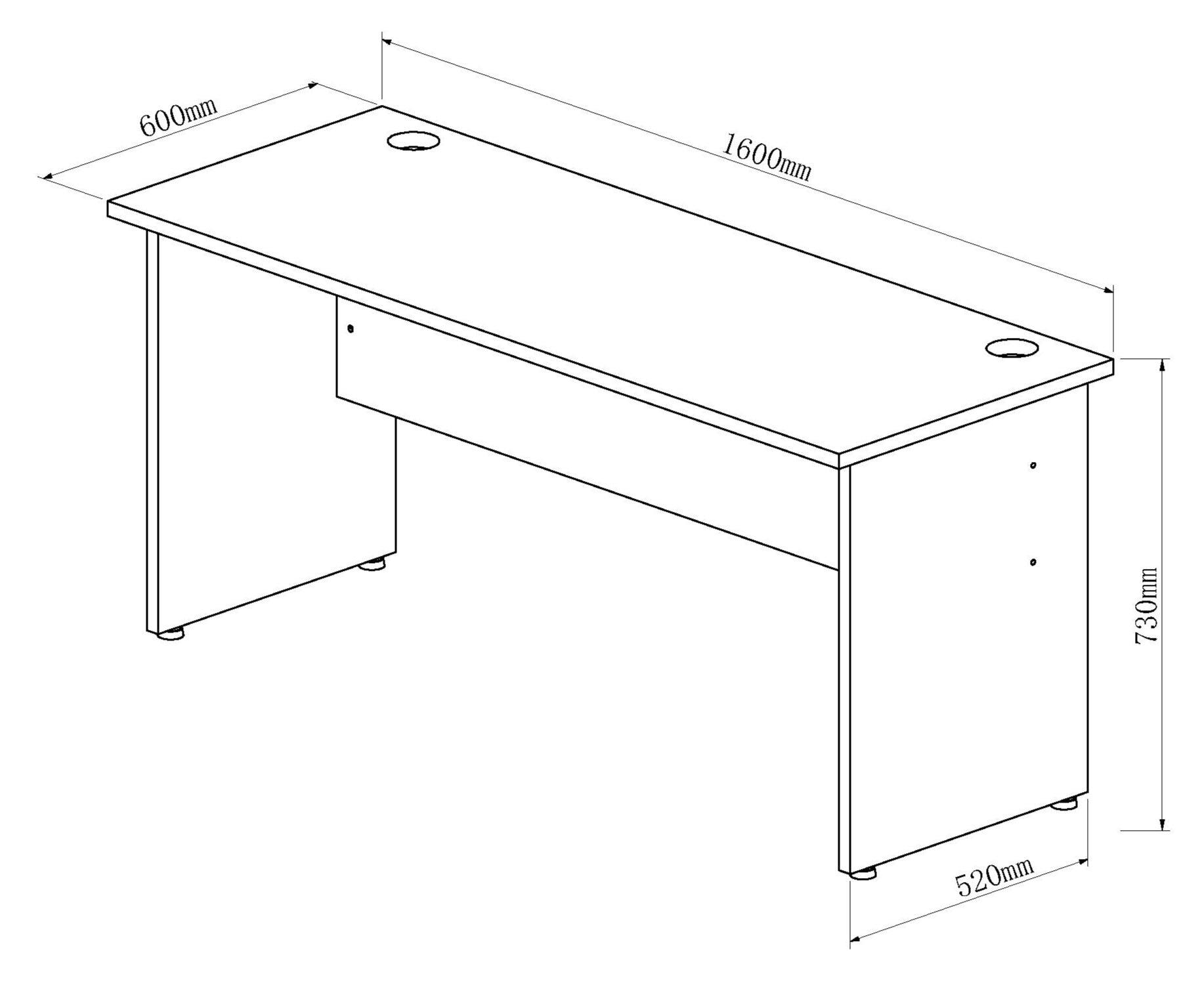 Impulse 1600mm Slimline Desk Panel End Leg