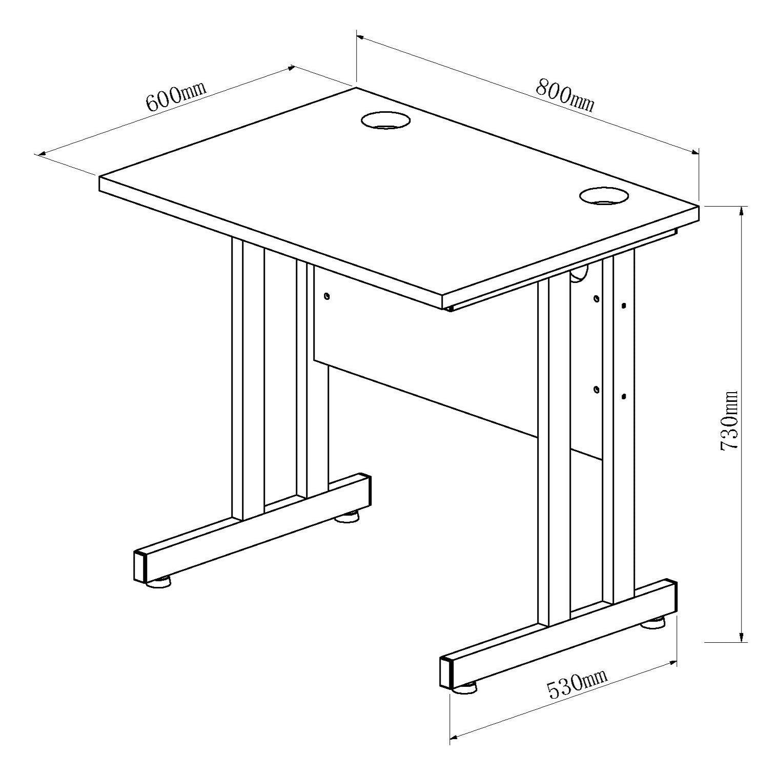 Impulse 800mm Slimline Desk Cable Managed Leg