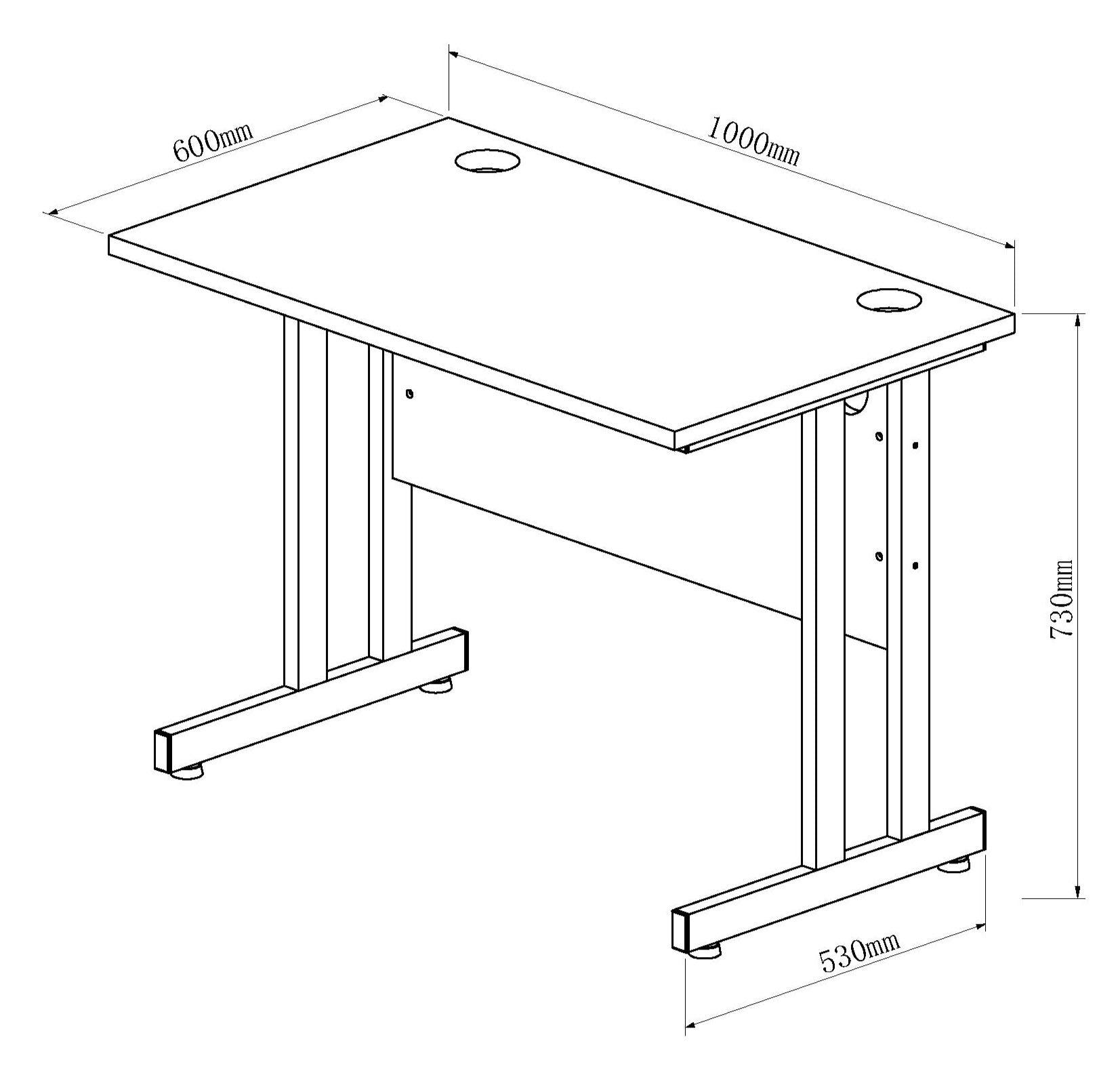 Impulse 1000mm Slimline Desk Cable Managed Leg