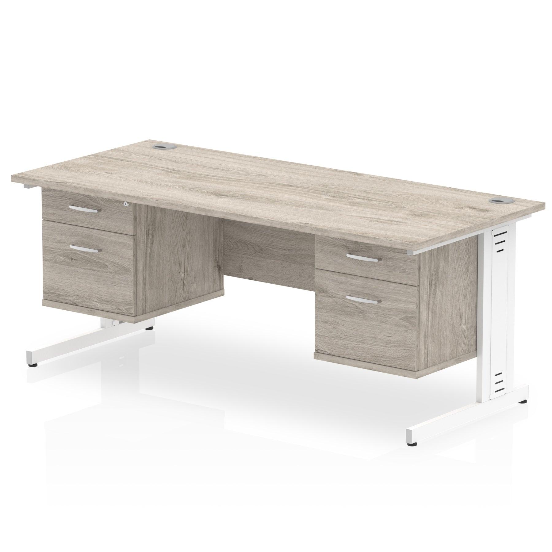 Impulse 1800mm Cable Managed Straight Desk With Fixed Pedestal