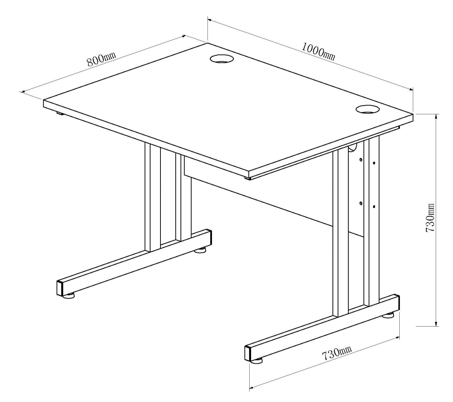 Impulse 1000mm Straight Desk Cable Managed Leg