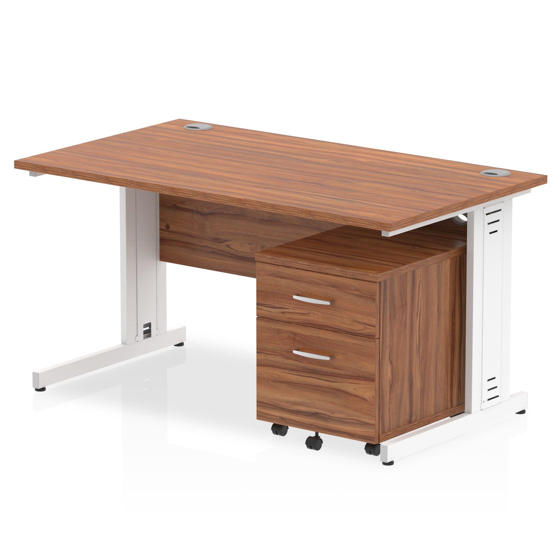 Impulse 1400mm Cable Managed Straight Desk With Mobile Pedestal