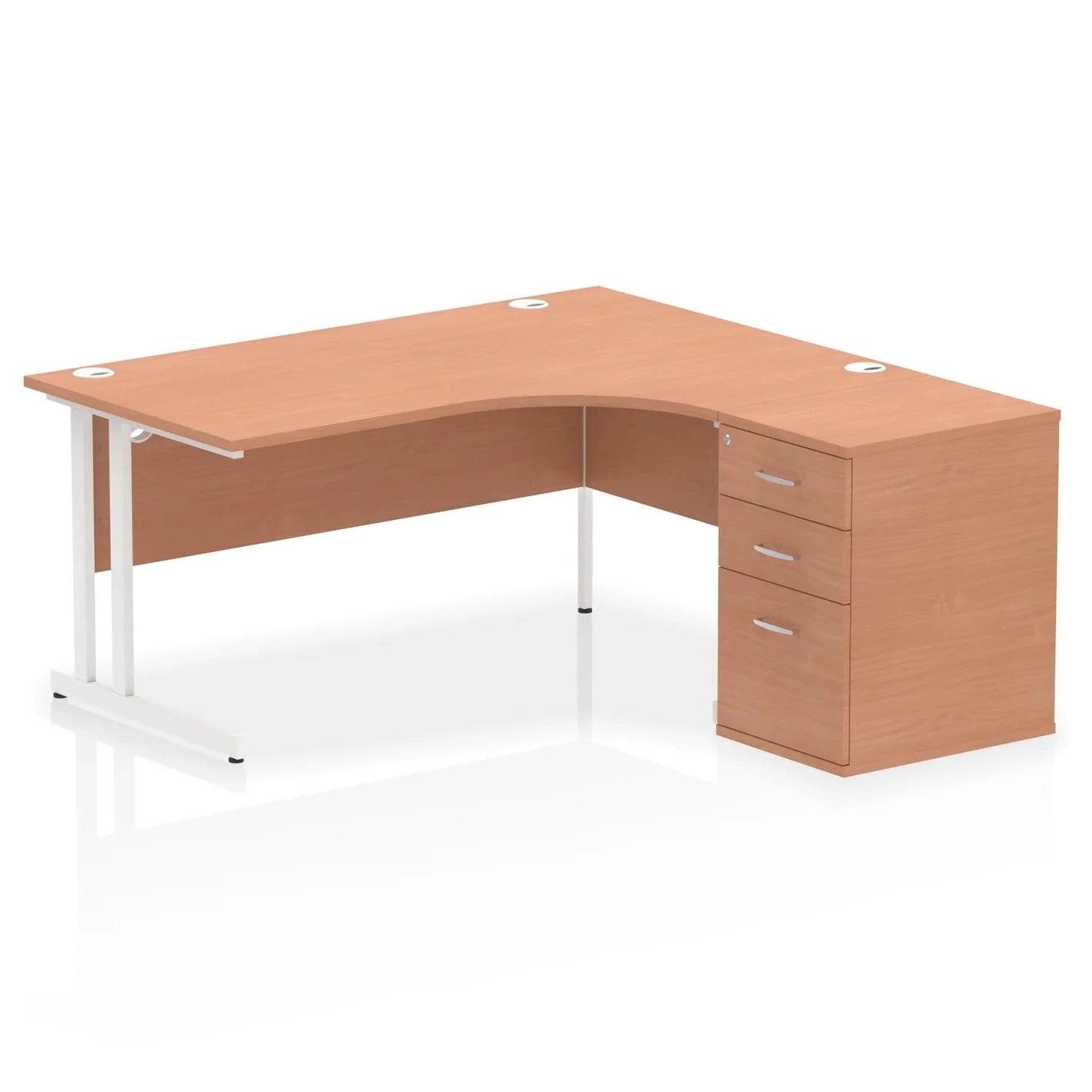 Impulse 1600mm Cantilever Left Crescent Desk With Pedestal