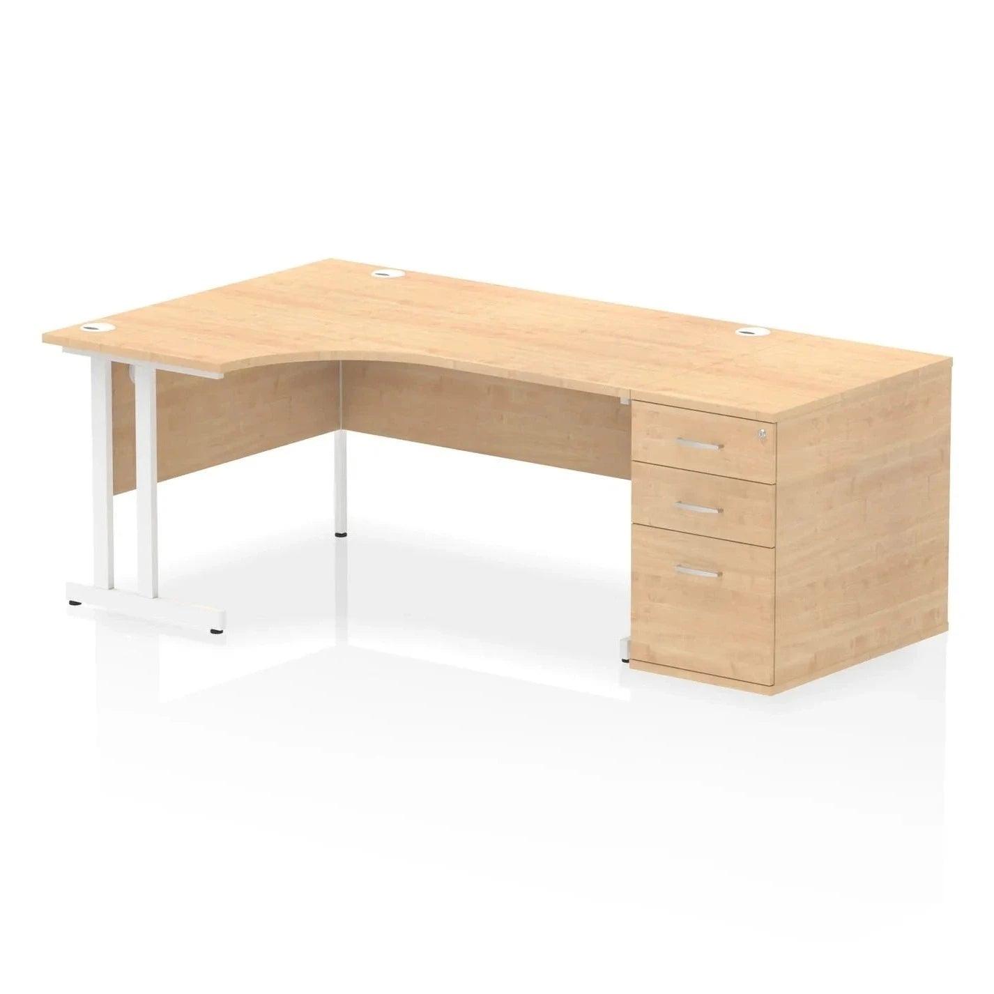 Impulse 1600mm Cantilever Left Crescent Desk With Pedestal
