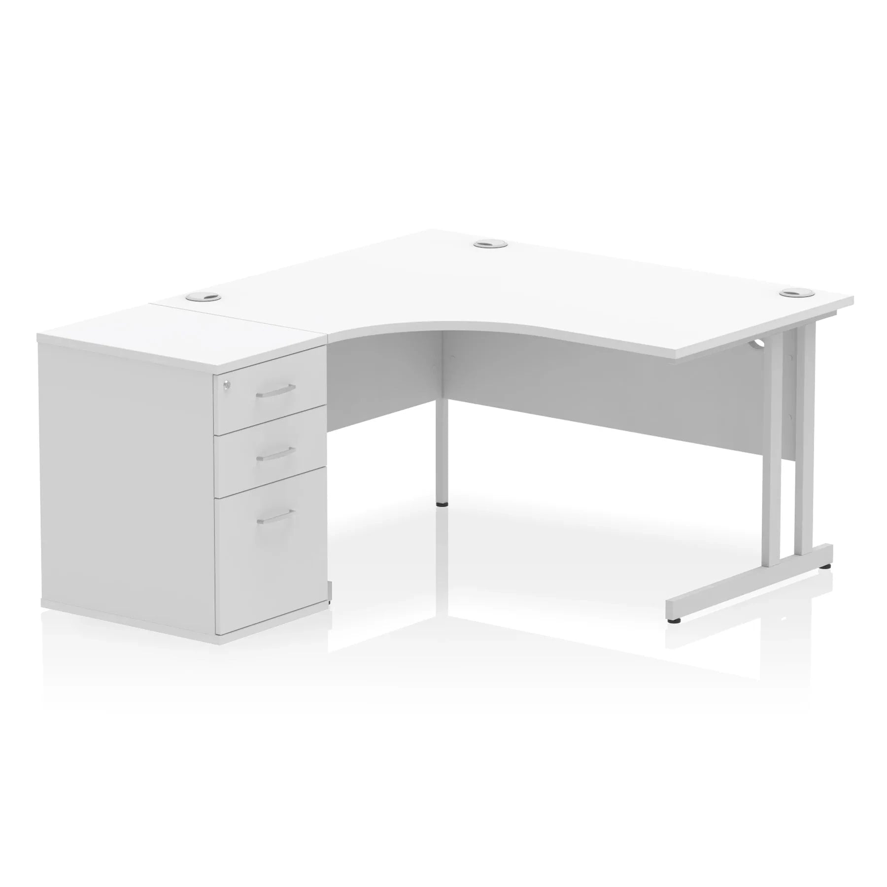 Impulse 1400mm Cantilever Right Crescent Desk With Pedestal