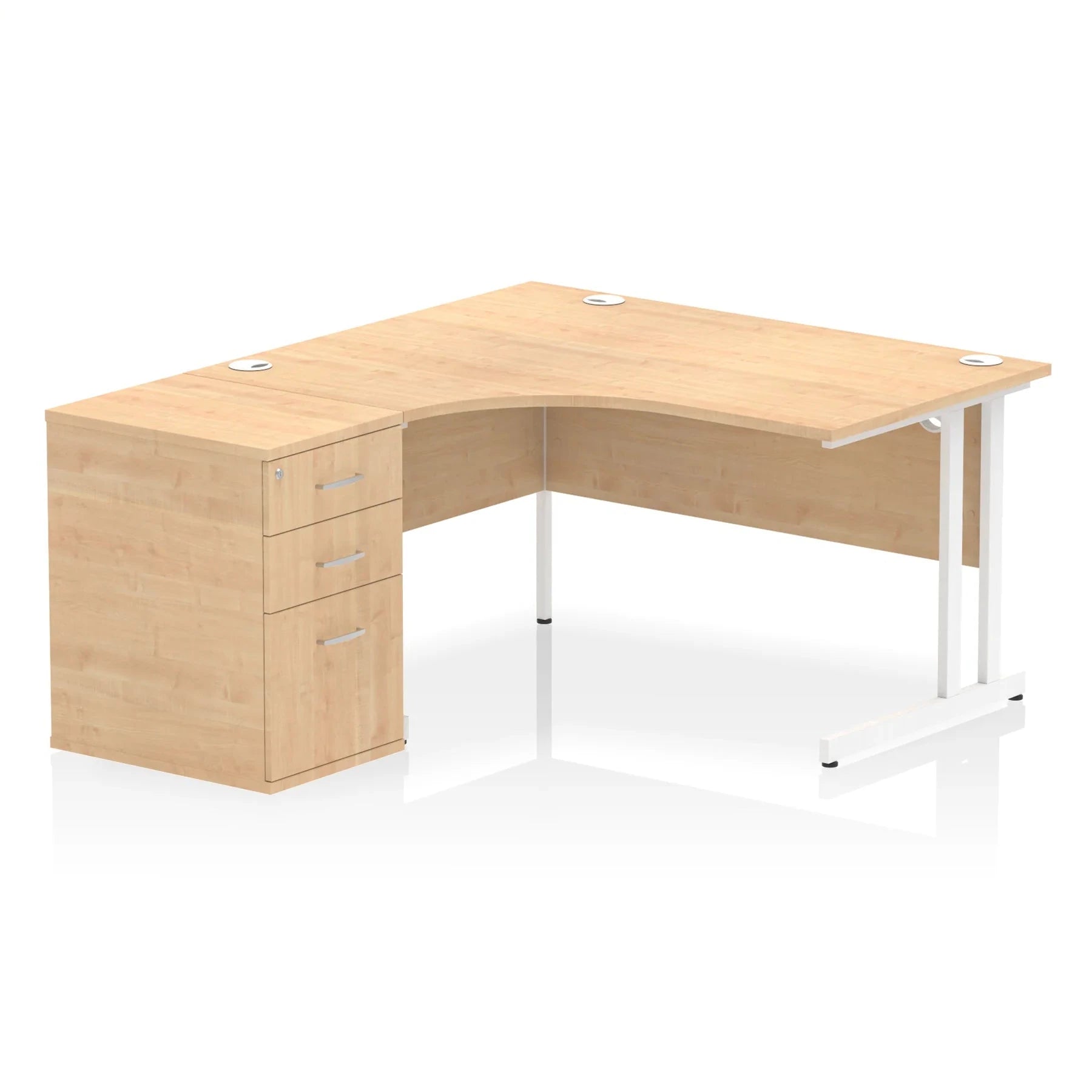 Impulse 1400mm Cantilever Right Crescent Desk With Pedestal