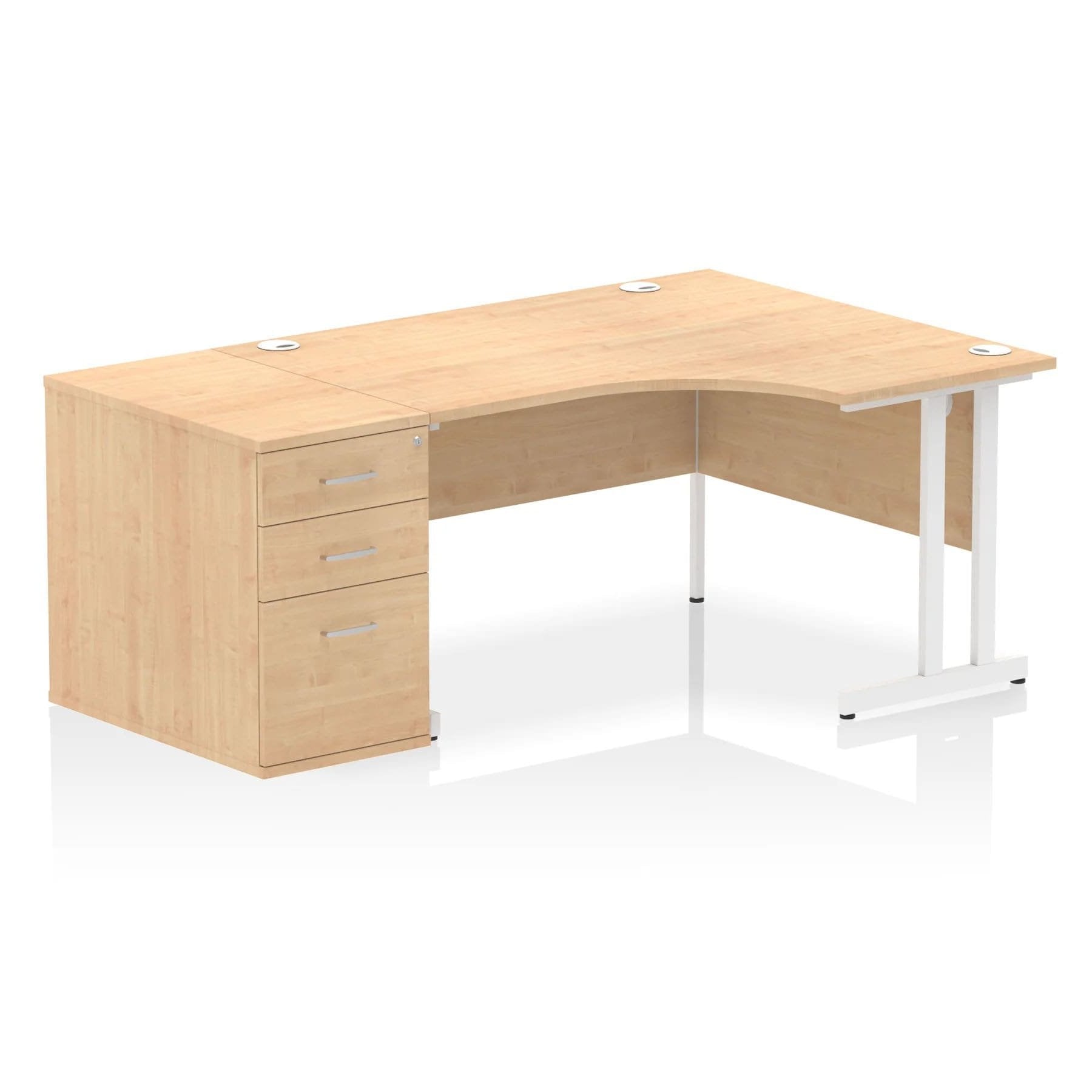 Impulse 1400mm Cantilever Right Crescent Desk With Pedestal