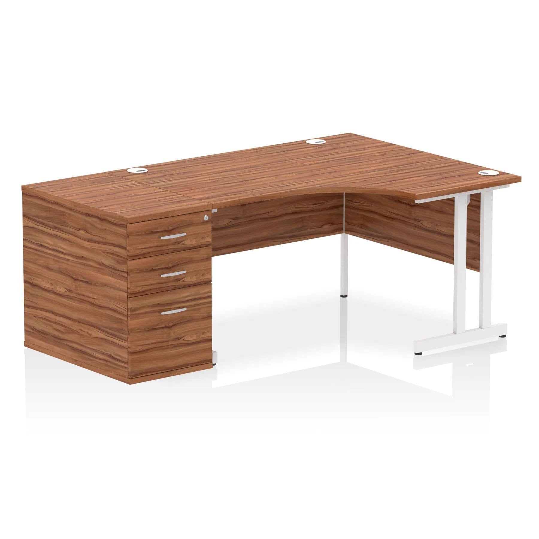 Impulse 1400mm Cantilever Right Crescent Desk With Pedestal