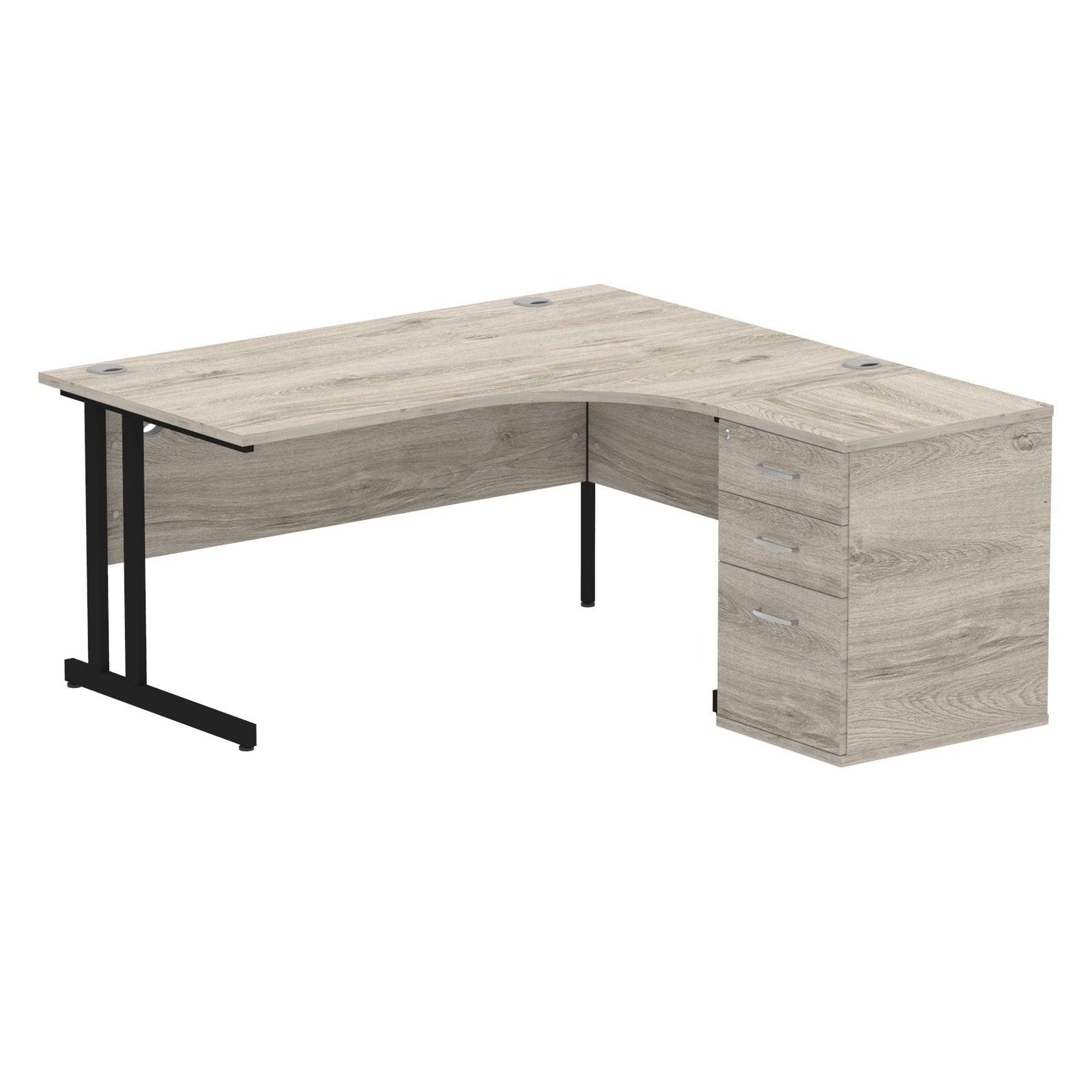 Impulse 1600mm Cantilever Right Hand Crescent Desk With Pedestal