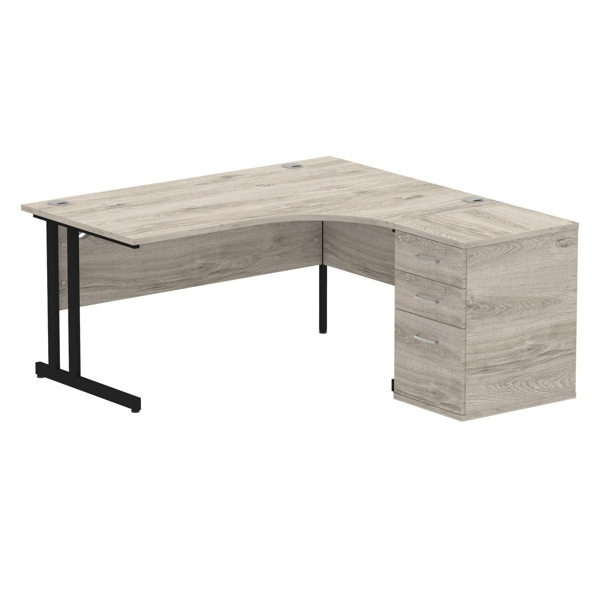 Impulse 1600mm Cantilever Left Crescent Desk With Pedestal
