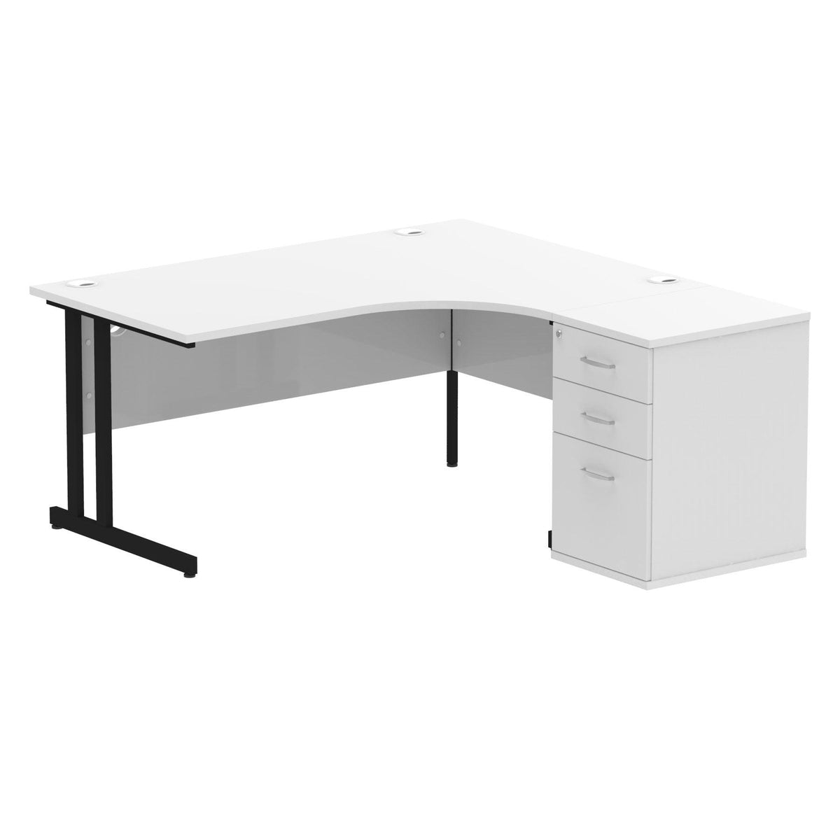 Impulse 1600mm Cantilever Left Crescent Desk With Pedestal