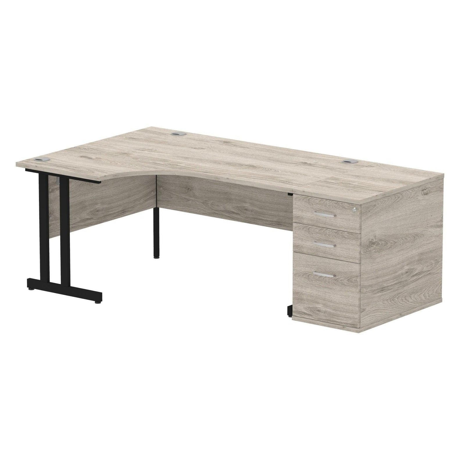 Impulse 1600mm Cantilever Left Crescent Desk With Pedestal