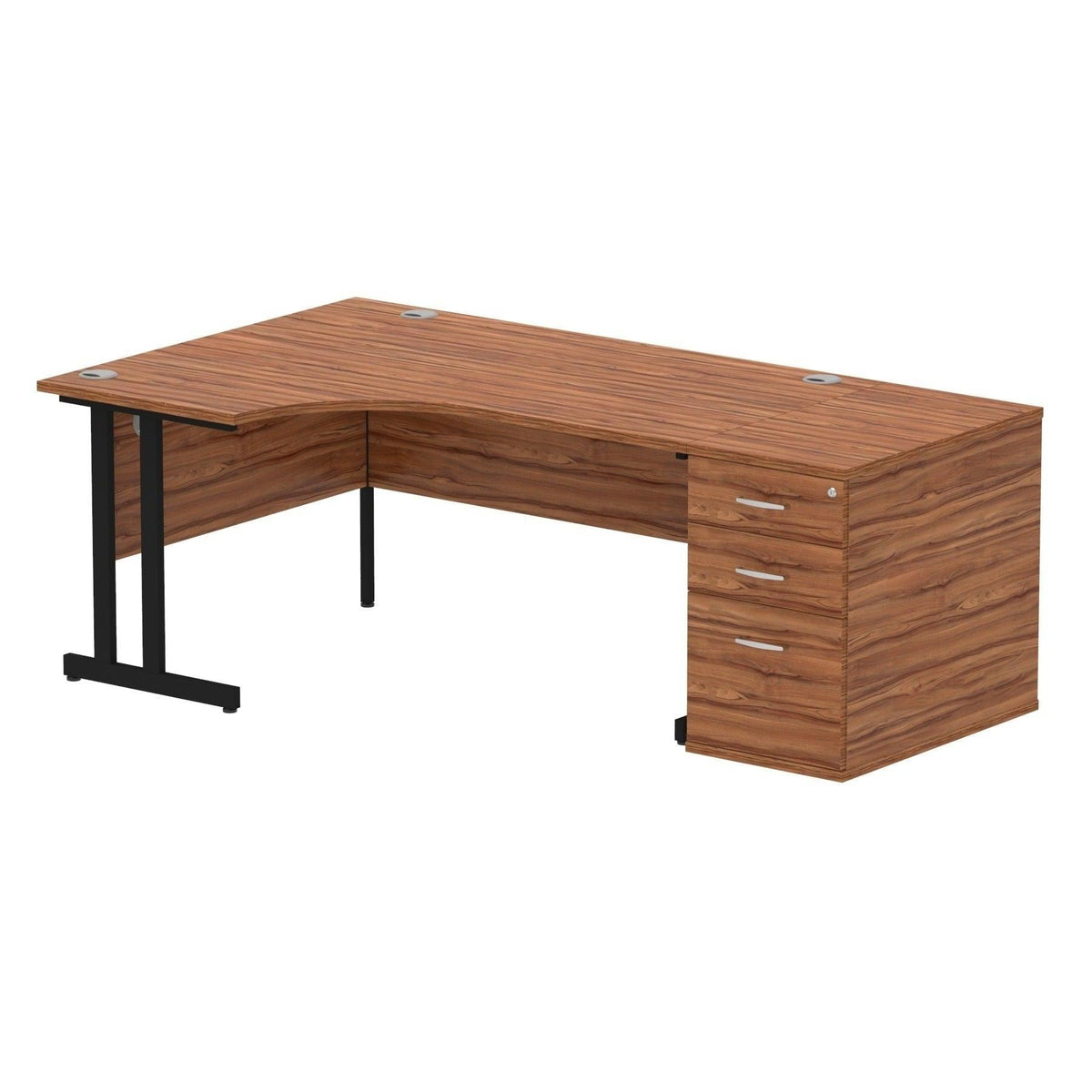 Impulse 1600mm Cantilever Left Crescent Desk With Pedestal