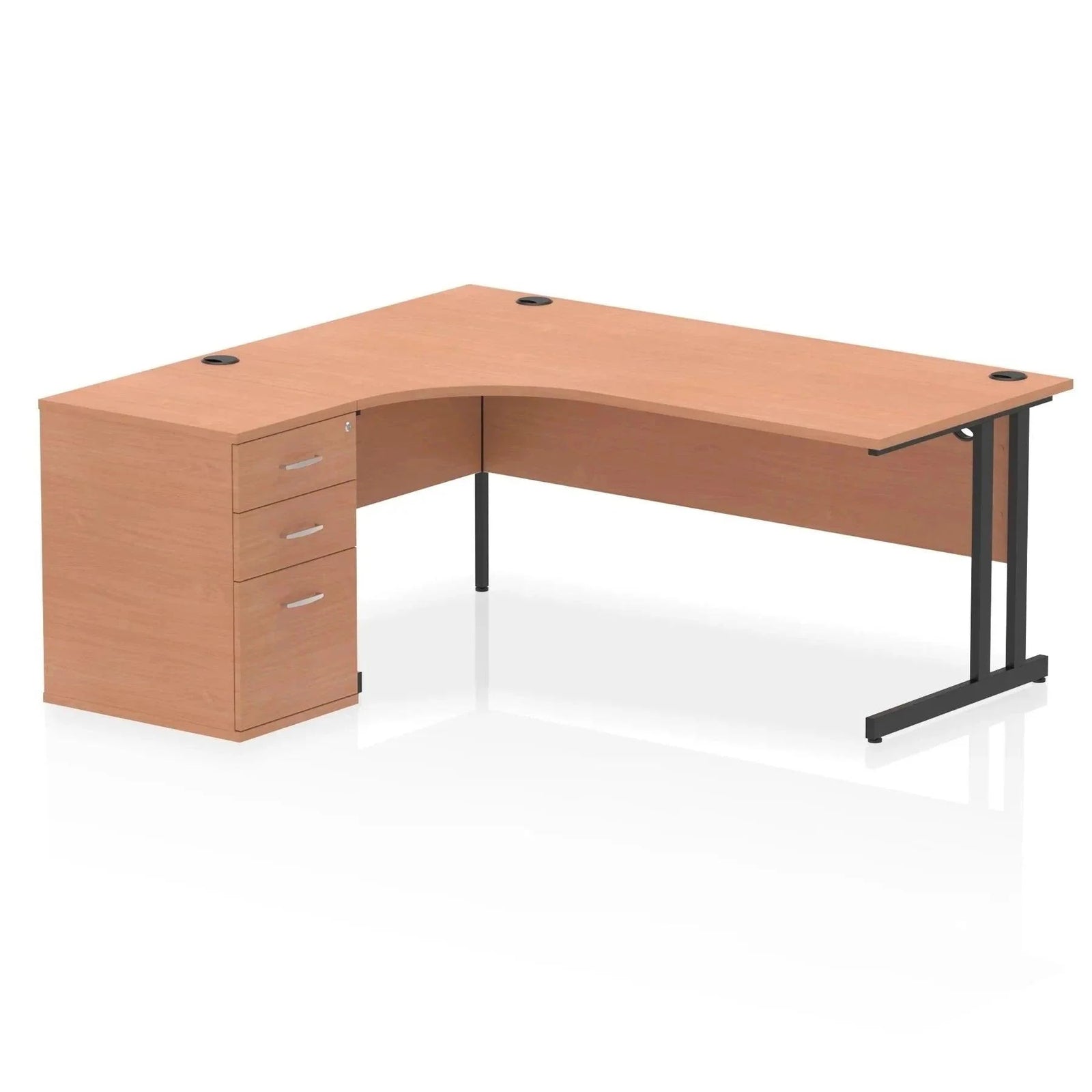 Impulse 1800mm Cantilever Left Crescent Desk With Pedestal
