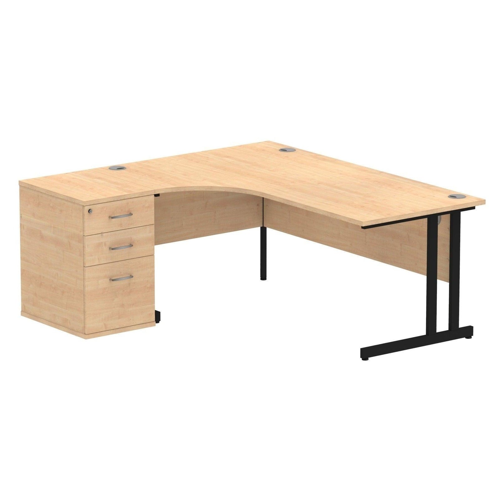 Impulse 1800mm Cantilever Left Crescent Desk With Pedestal