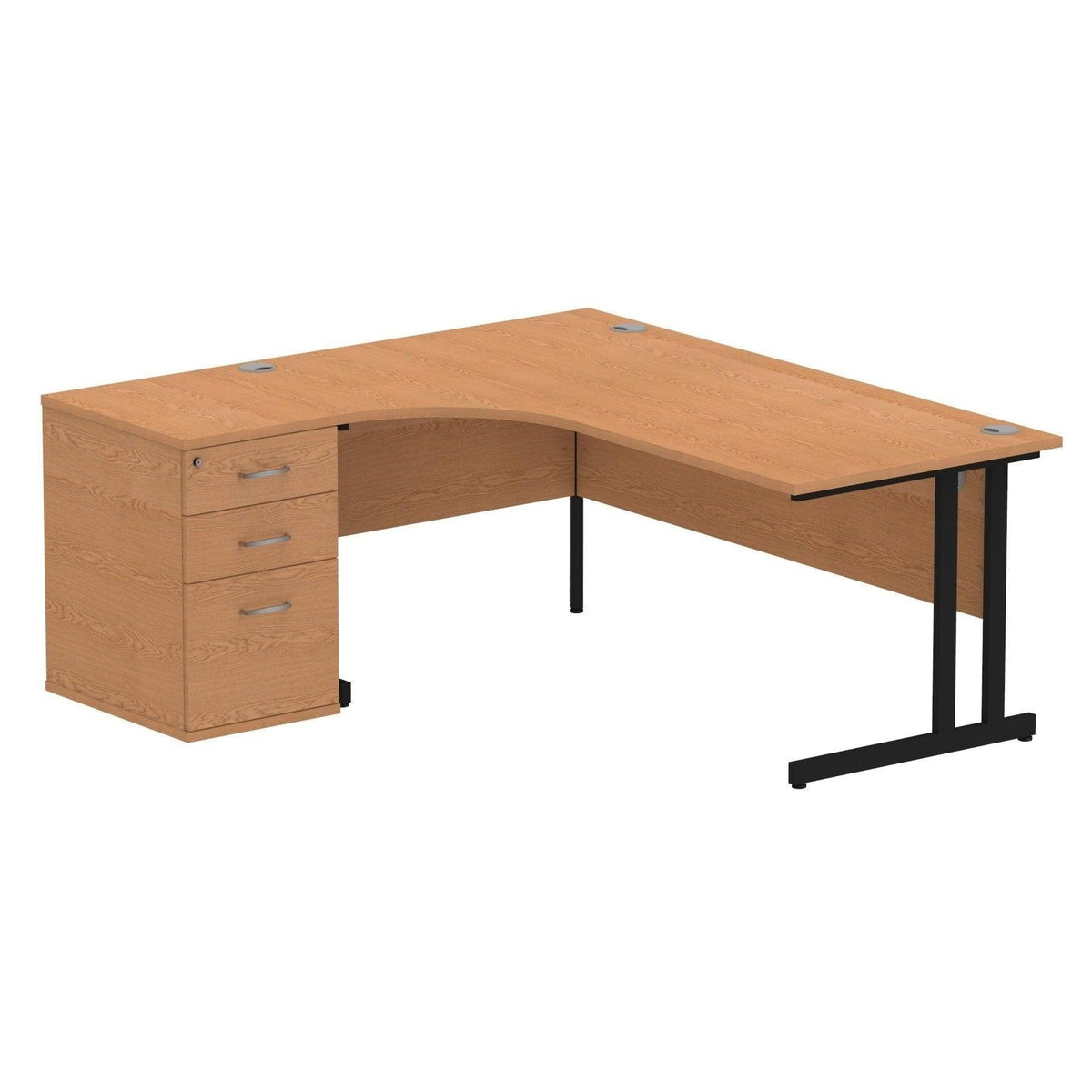 Impulse 1800mm Cantilever Left Crescent Desk With Pedestal