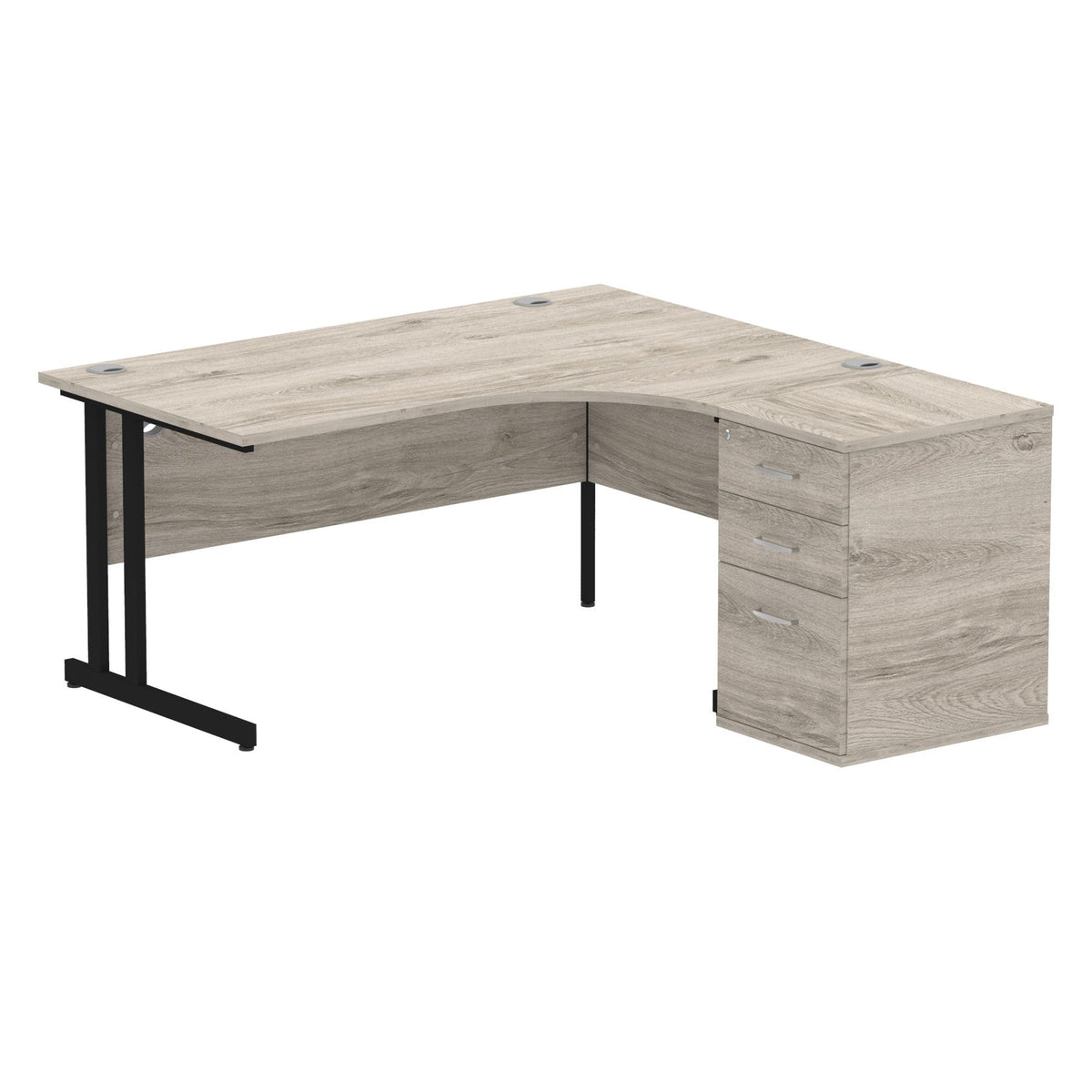 Impulse 1600mm Cantilever Right Crescent Desk With Pedestal