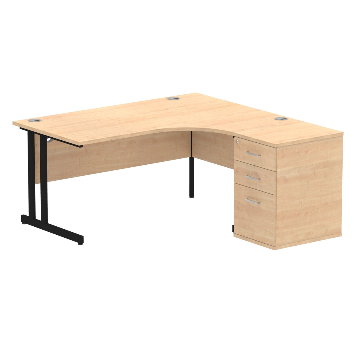 Impulse 1600mm Cantilever Right Crescent Desk With Pedestal
