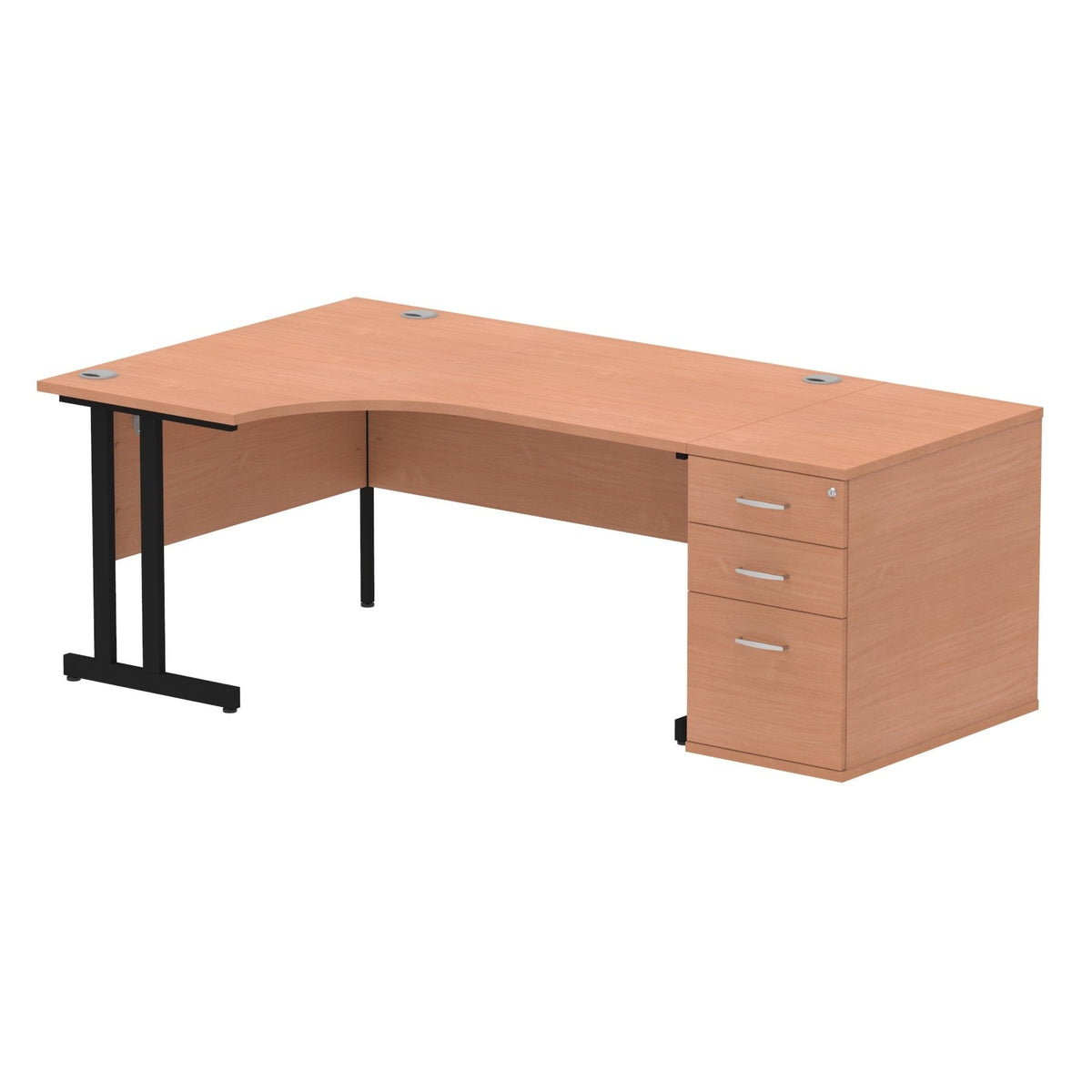 Impulse 1600mm Cantilever Right Crescent Desk With Pedestal