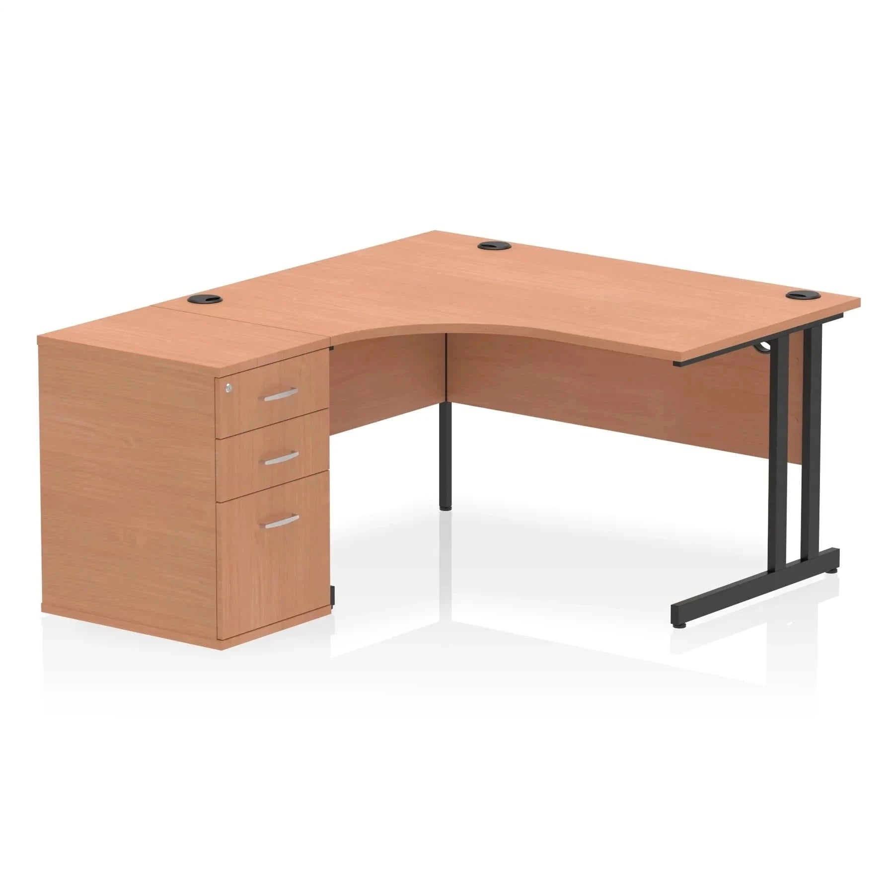 Impulse 1400mm Cantilever Left Crescent Desk With Pedestal