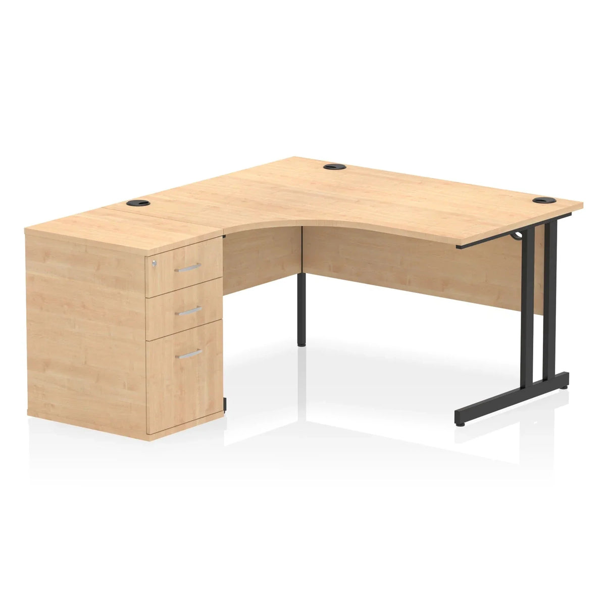 Impulse 1400mm Cantilever Left Crescent Desk With Pedestal